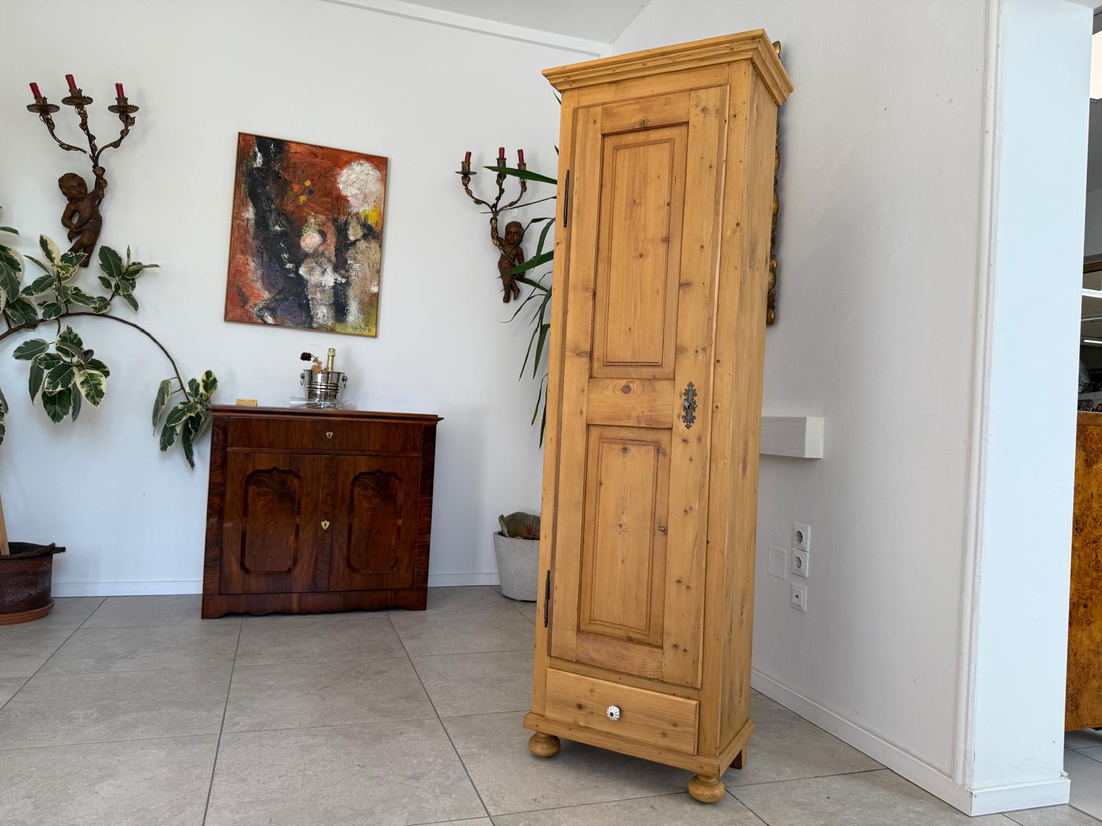 Bäuerlicher 1 türiger Bauernschrank Jugendstil Naturholzschrank G1853