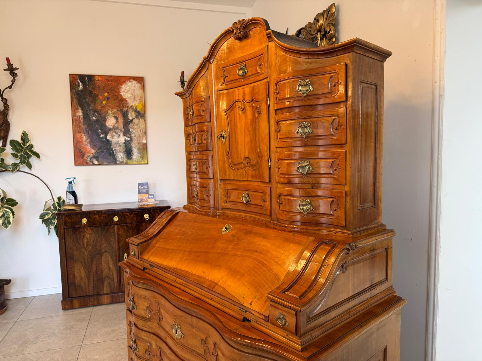 Originale Barocktabernakl Aufsatzkommode Vitrine Antiquität Tabernakl D1144