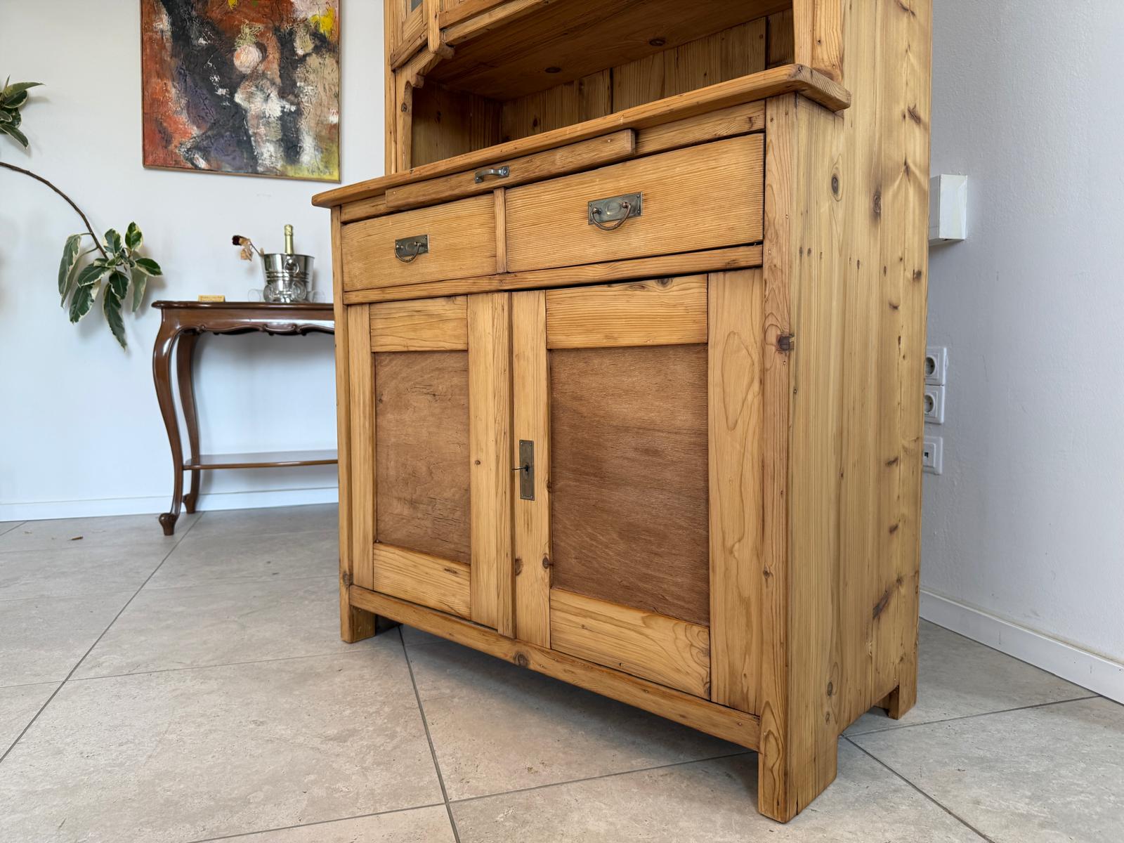 Jugendstil Küchenbuffet Antik Küchenschrank aus Naturholz G1825