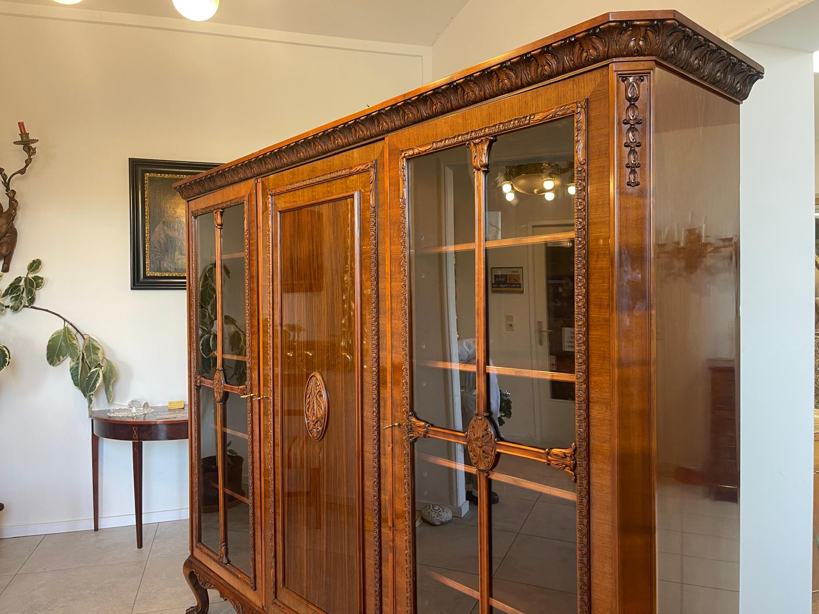 Bücherschrank Barock Barockstil Vitrine Glasschrank Wohnzimmerschrank A5149