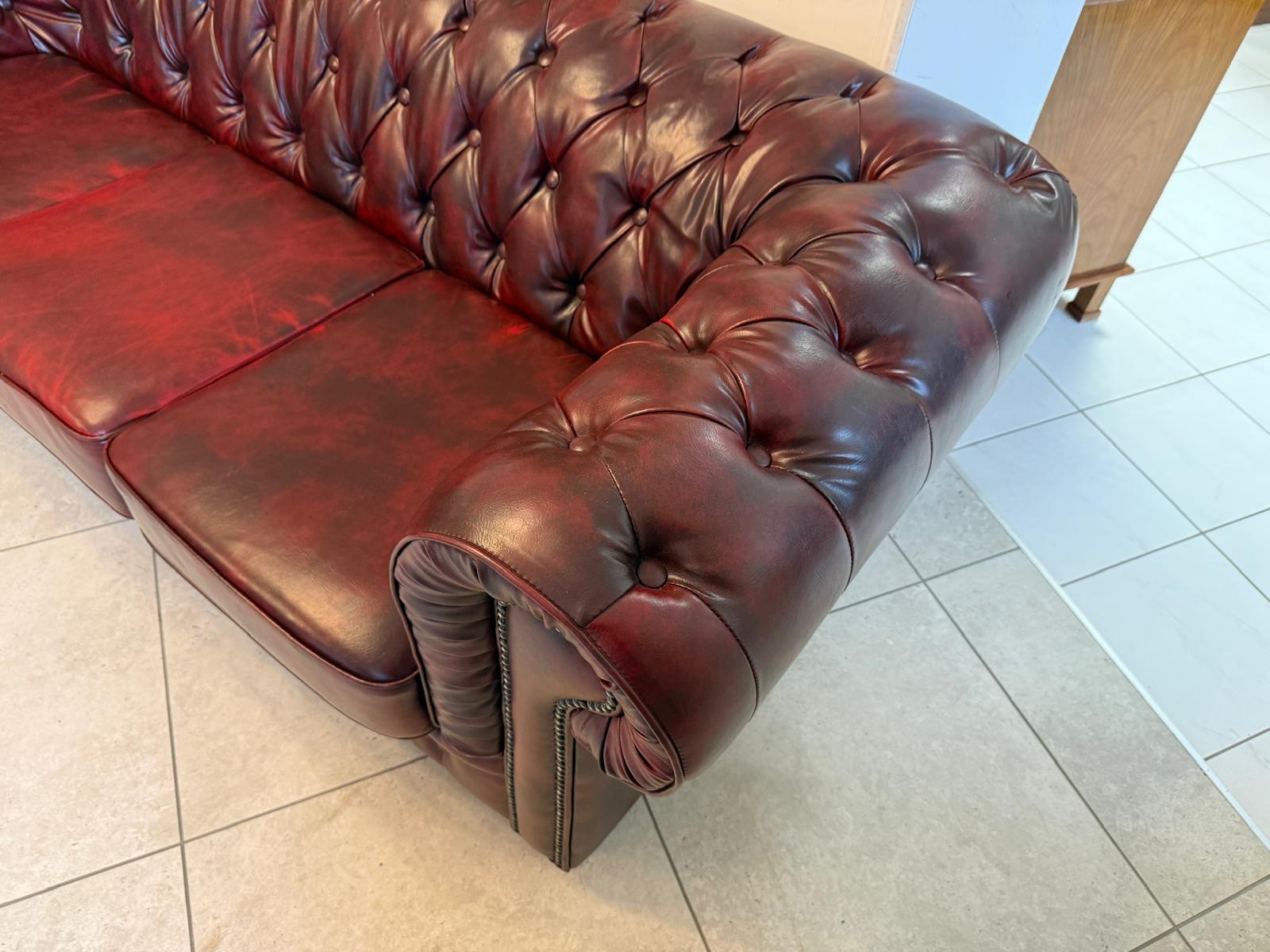 Chesterfield Ensemble 3 teilig Ledersofa Fauteuils Clubmöbel Cultmöbel G2264
