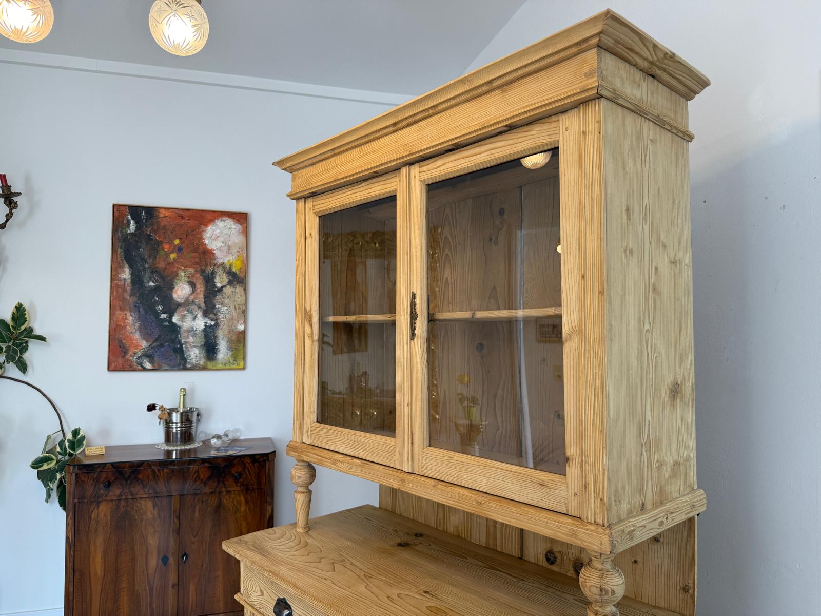 Restaurierte Gründerzeit Küchenschrank Vitrinenschrank Bauernschrank Bauernmöbel G1988