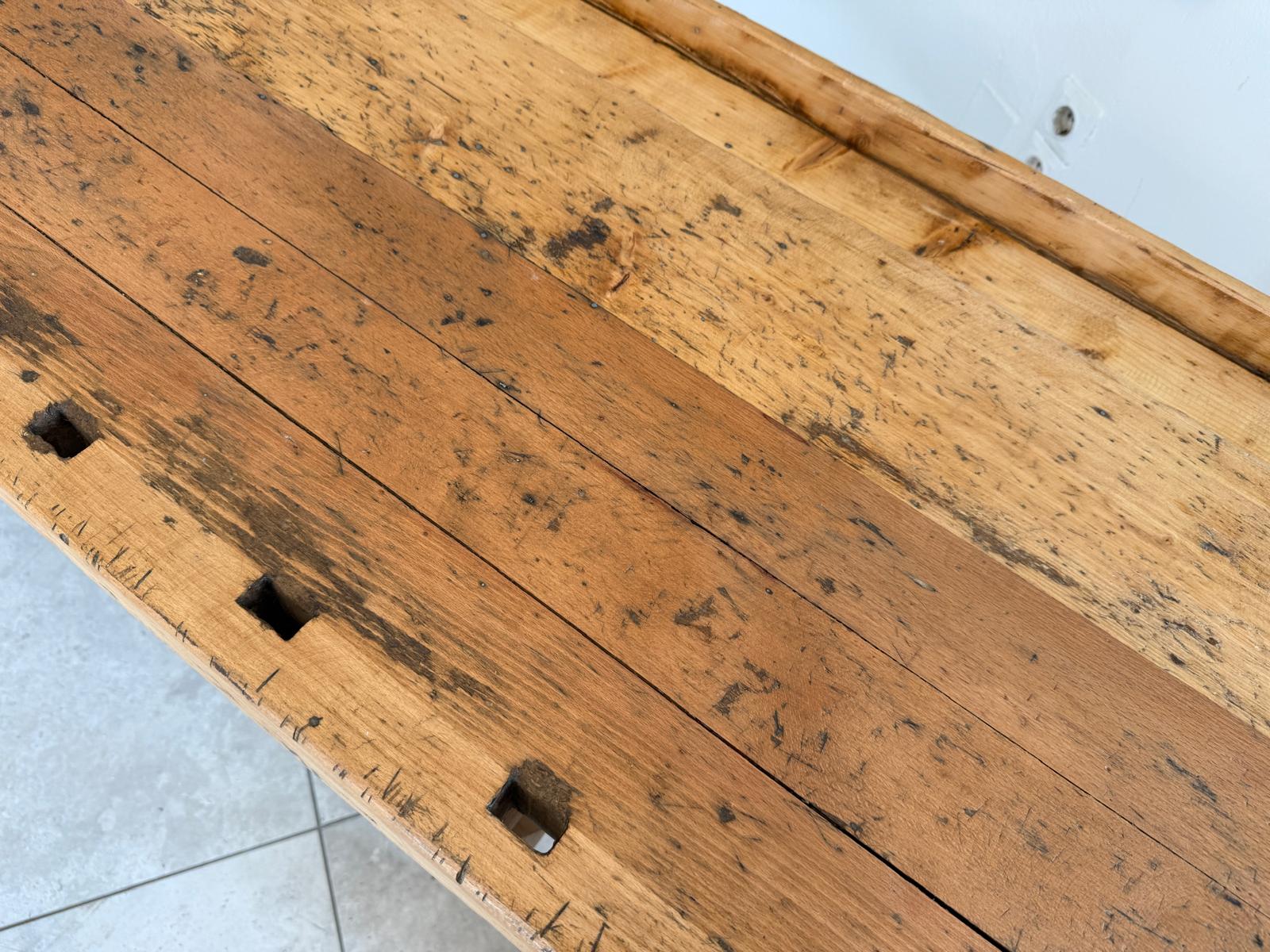 urige massive funktionstüchtige Hobelbank, Werkbank, Küchentisch G2172