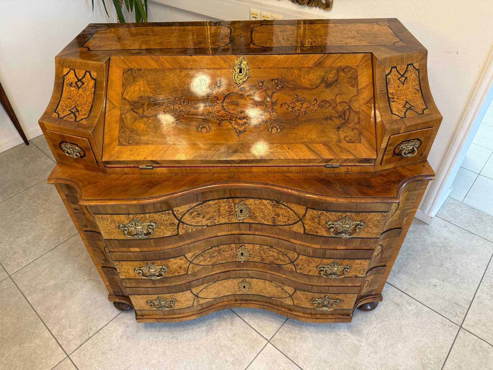 Authentischer Barock Schreibsekretär Sekretär Kommode Antiquität  G2374