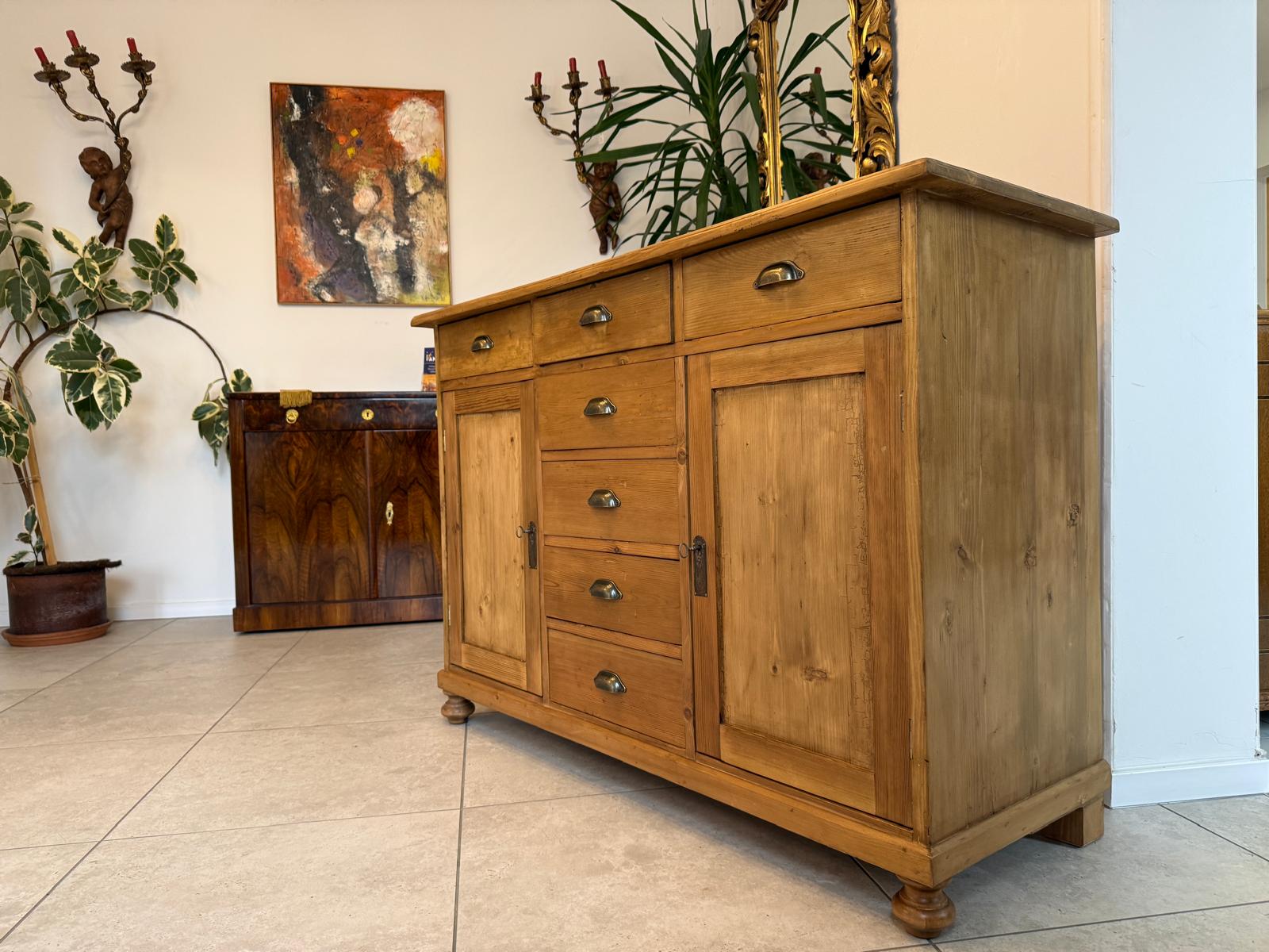 Originale Jugendstil Ladenkommode Ladenschrank Apothekerschrank Weichholz D1115