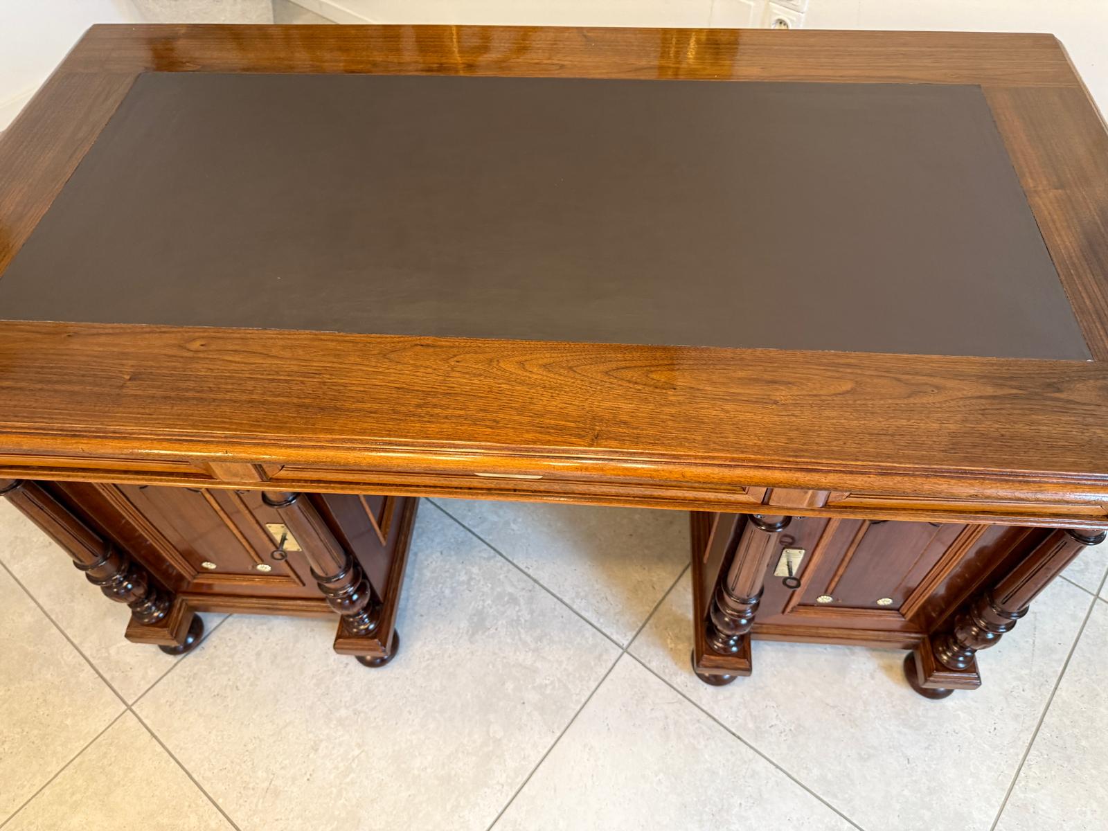 Restaurierter Original Gründerzeit Säulen Schreibtisch Sekretär Eichenholz G2240