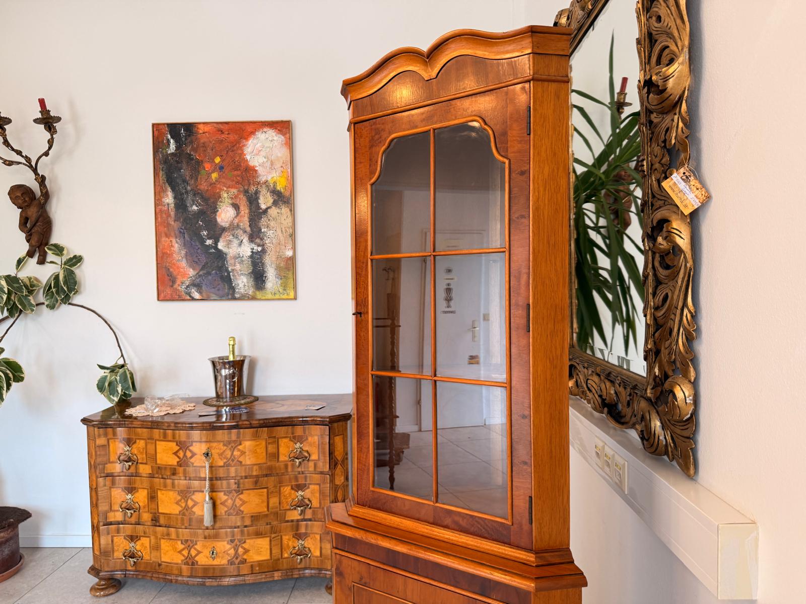 Eckvitrine Glasschrank Glaskasten Kolonial Stil Büroschrank D2664