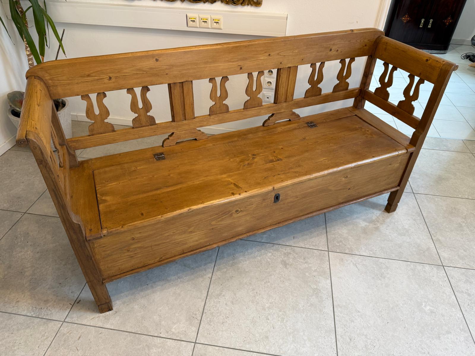 Sale Provinzielle Biedermeier Truhenbank Landhausbank Antik D1086