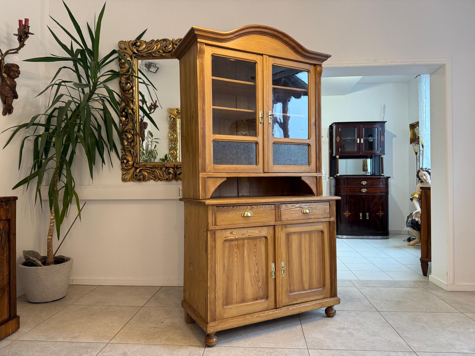 Jugendstil Küchenschrank Naturholz Fichtenholz Turmkredenz Antik Weichholz D1118