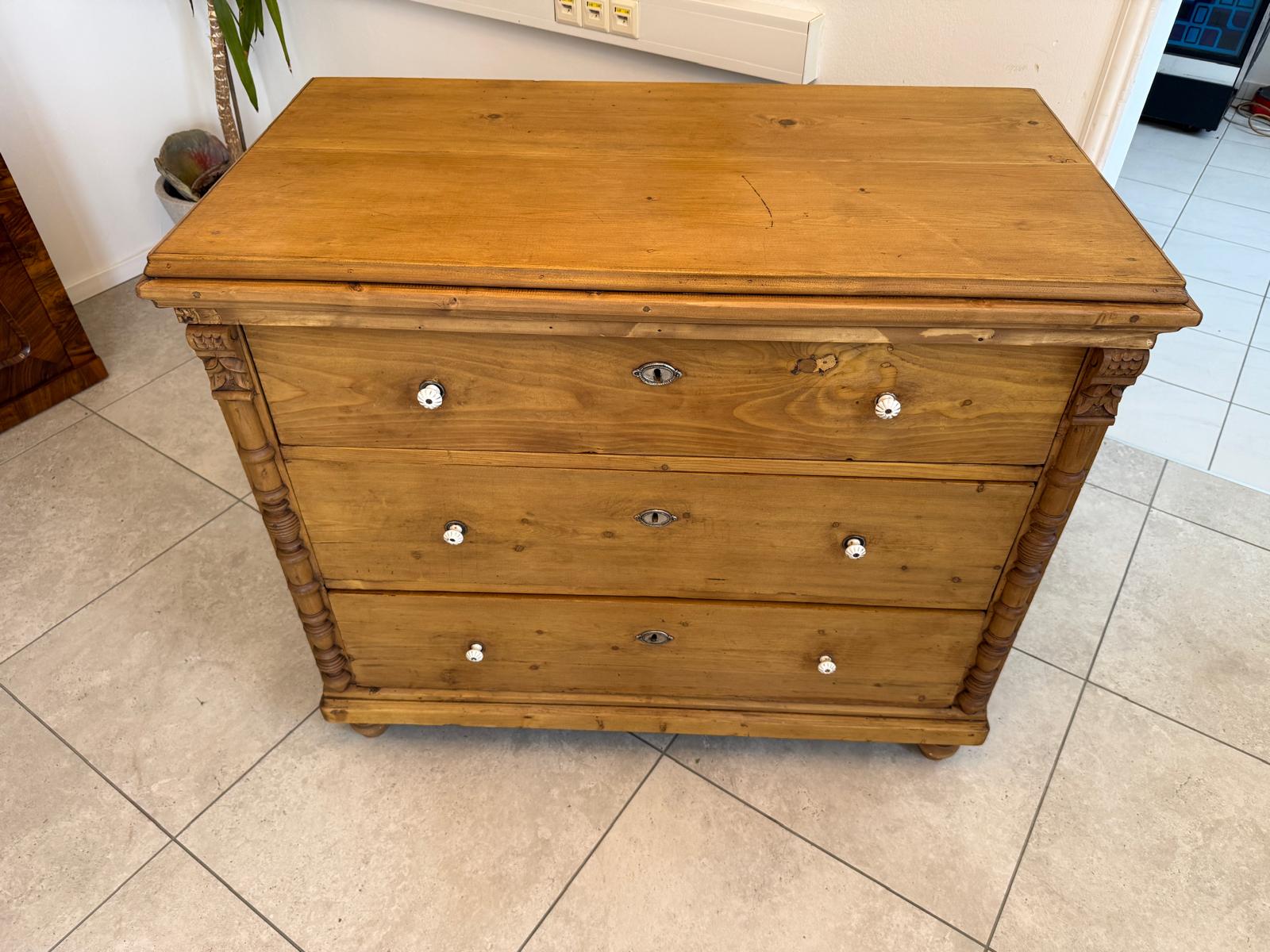 Biedermeier Kommode 3 Ladenkommode Antik Restauriert D2486