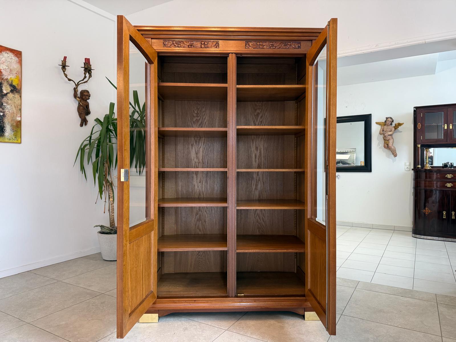 Jugendstil Vitrine Glasschrank Bücherschrank Bibliothekschrank Antiquität D2866