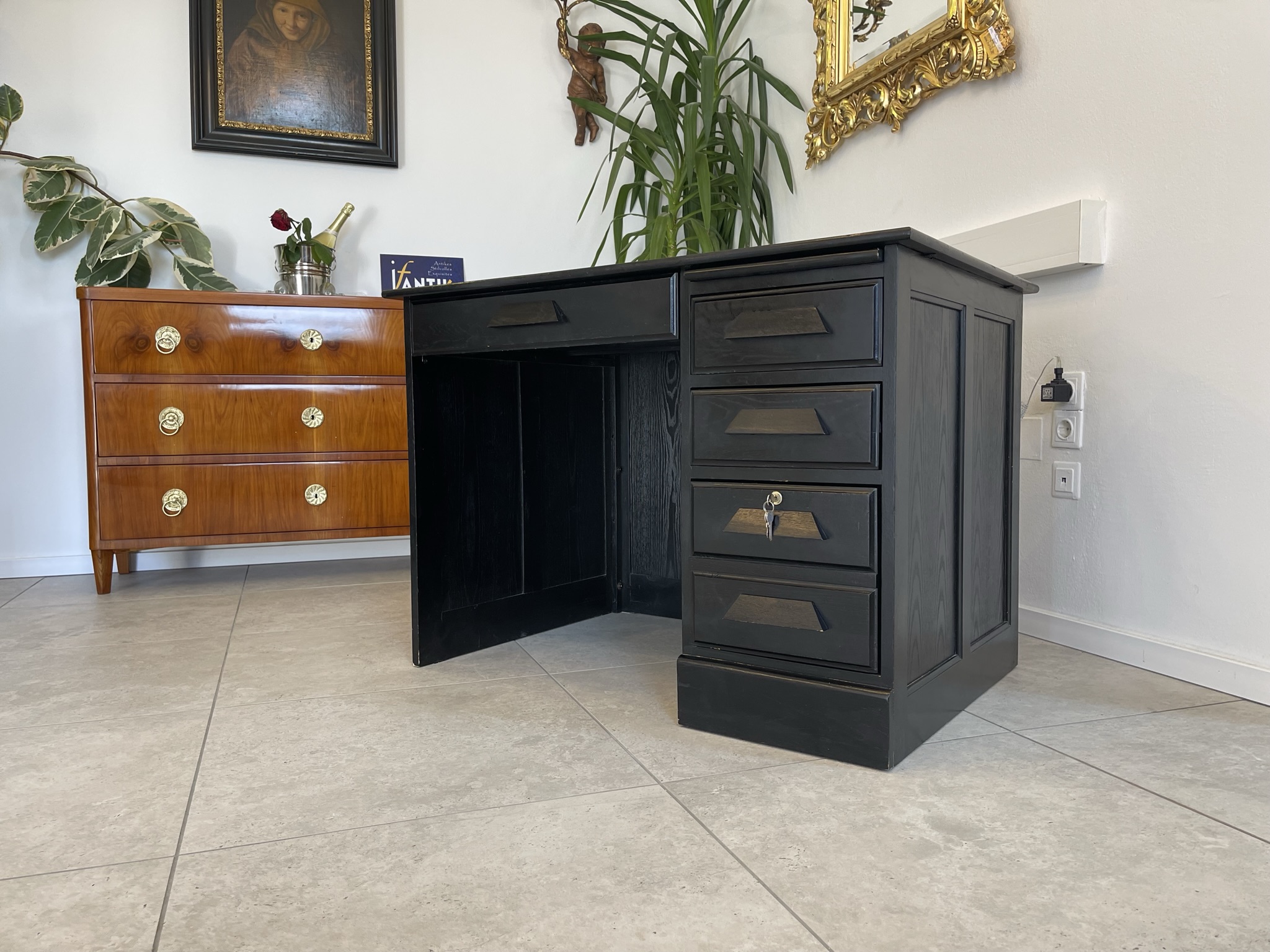 Biedermeier-Barock_33XfIgqViEnEBfb Art Deco Sekretär Schreibtisch aus Eichenholz mit 5 Schubladen B1152