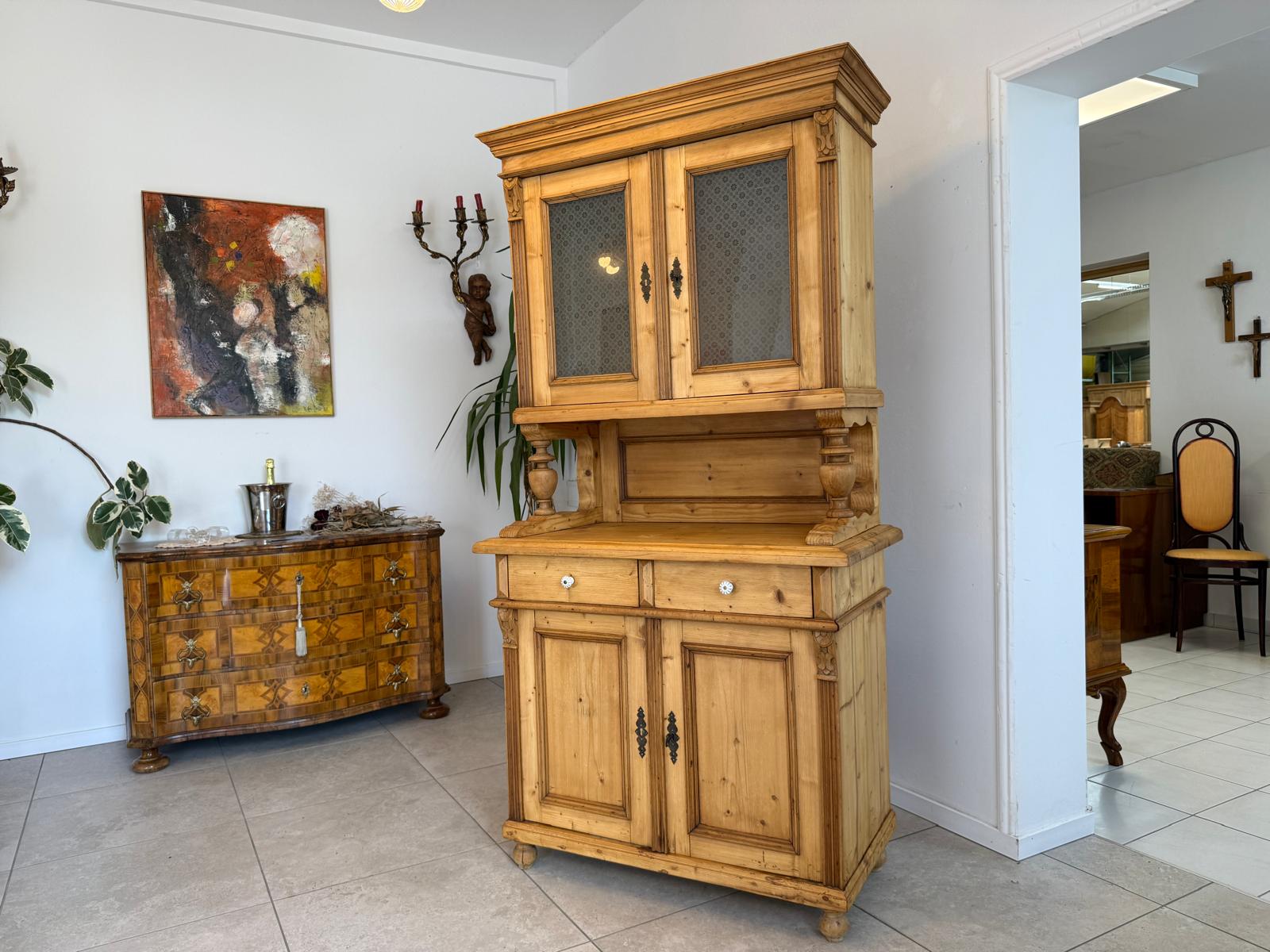 Originale Gründerzeit Küchenkredenz Bauernschrank Säulenkredenz D2794
