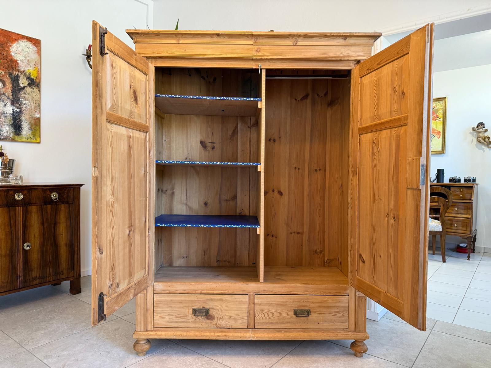 Original Biedermeier Bauernschrank Naturholzschrank Weichholz G2091