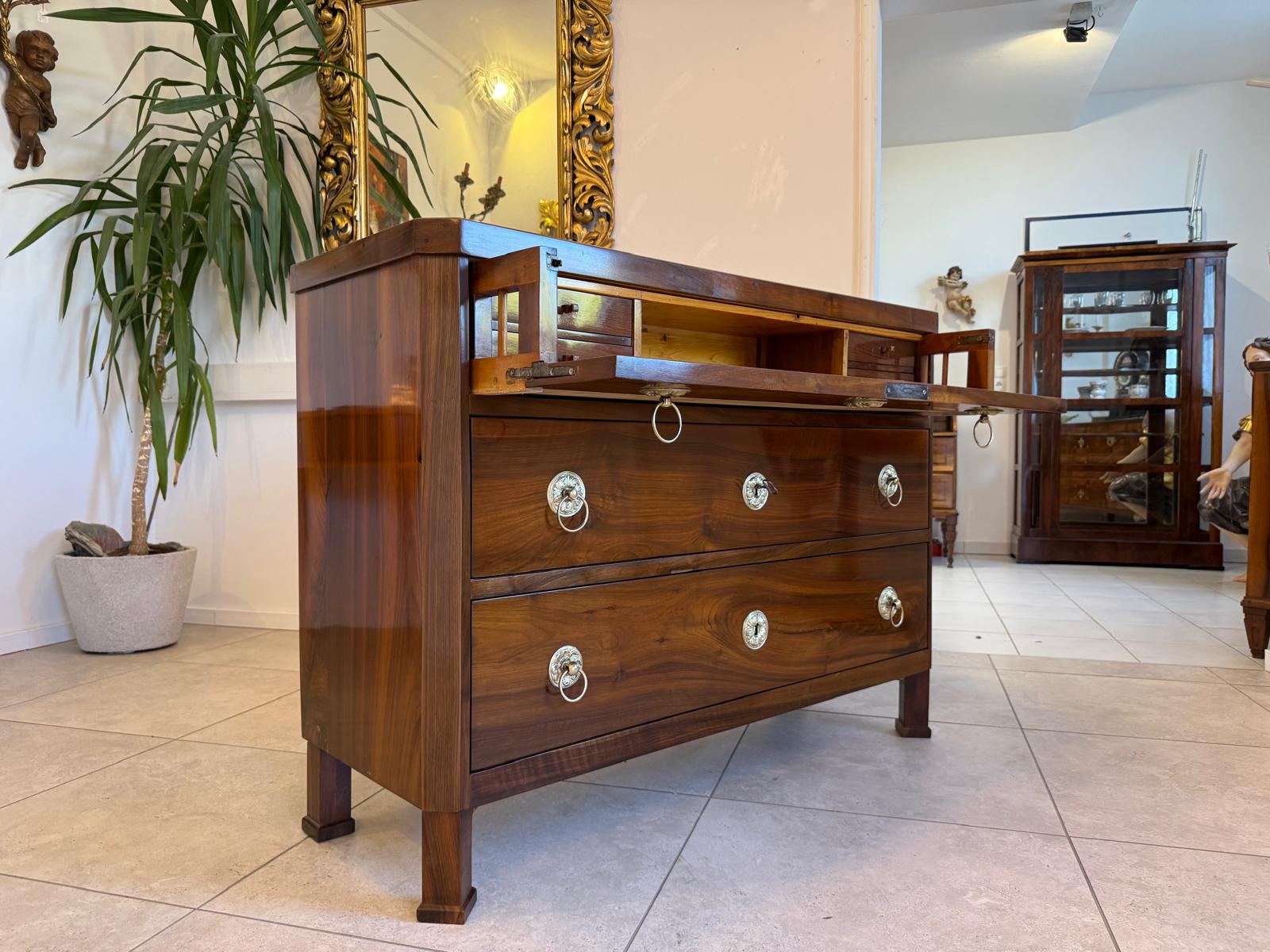 SALE Restaurierte Biedermeier Schreibkommode Nussholz Antiquität Antikmöbel G2158