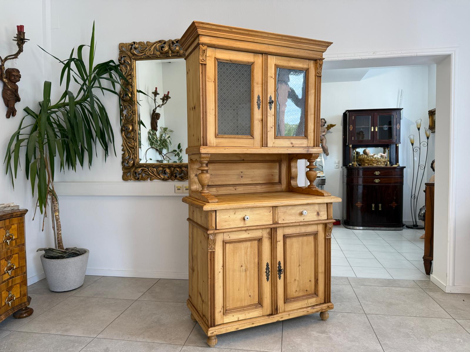 Originale Gründerzeit Küchenkredenz Bauernschrank Säulenkredenz D2794