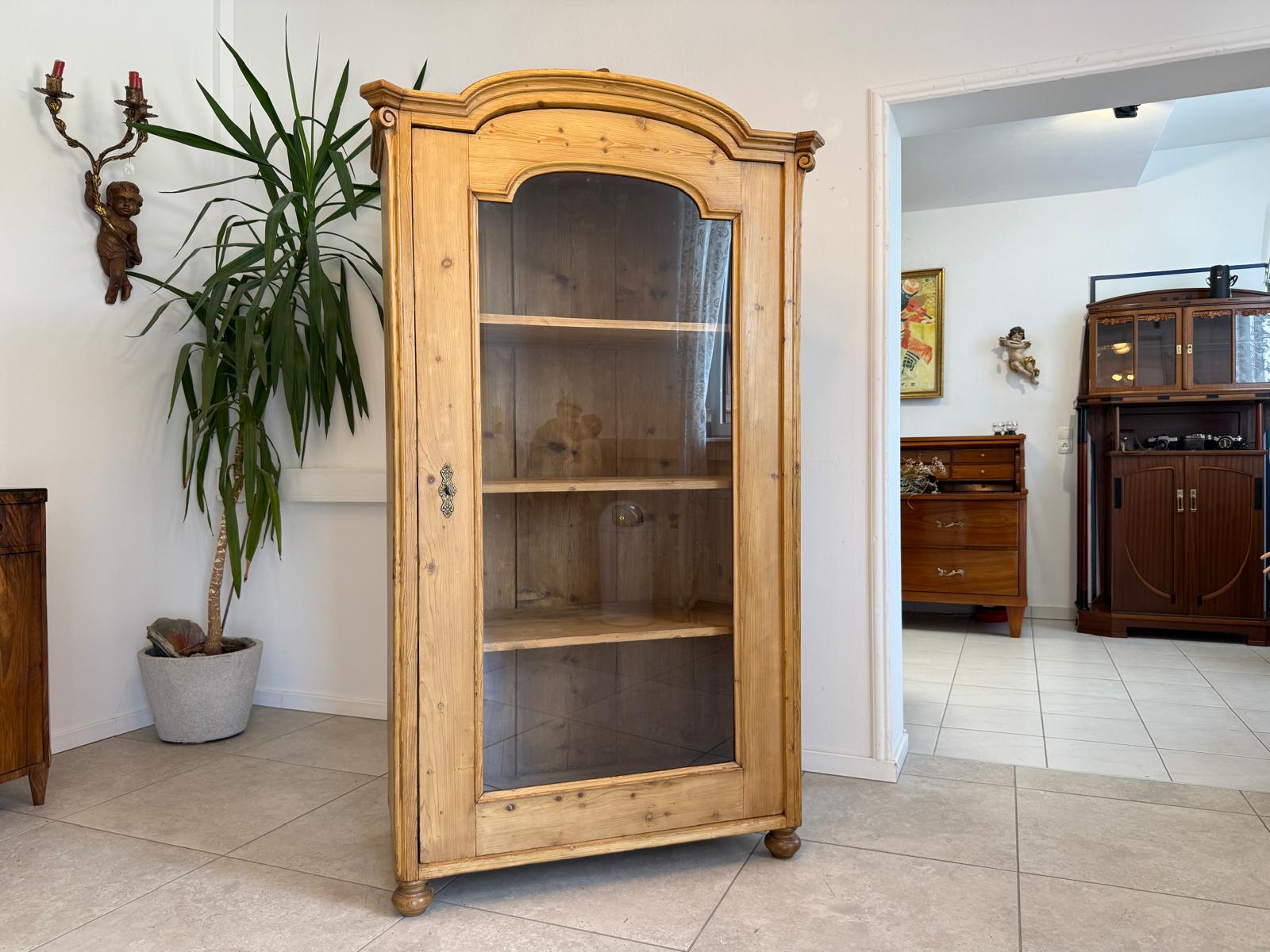 Bäuerliche Vitrine Bauernvitrine Bauernschrank Naturholz Bücherschrank G2011