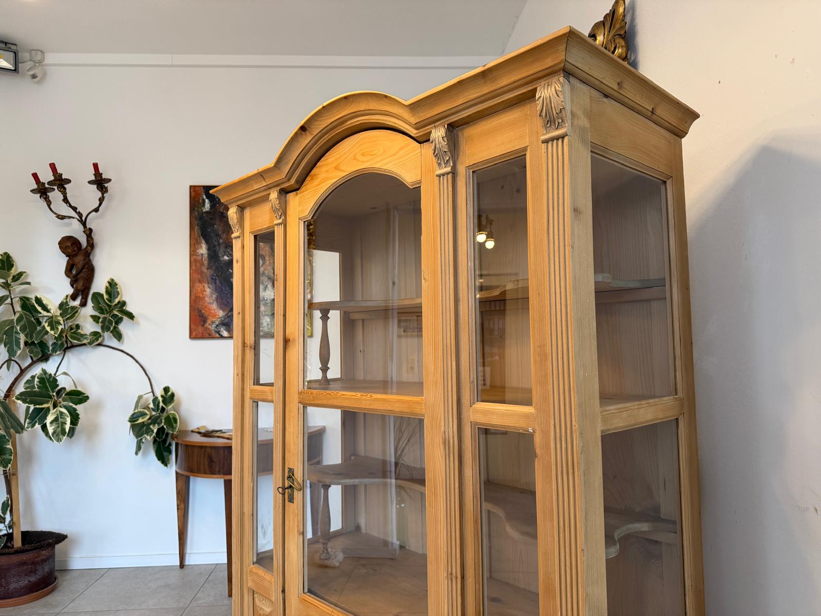 Bäuerliche Vitrine Bauernvitrine Bauernschrank Naturholz Bücherschrank D1062
