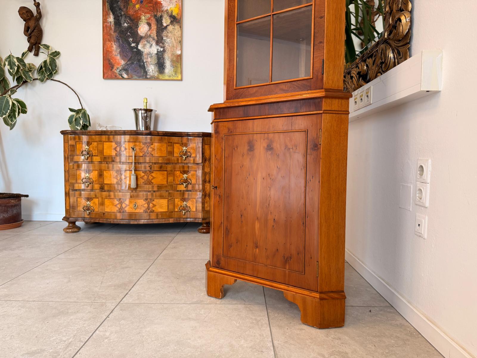 Eckvitrine Glasschrank Glaskasten Kolonial Stil Büroschrank D2664
