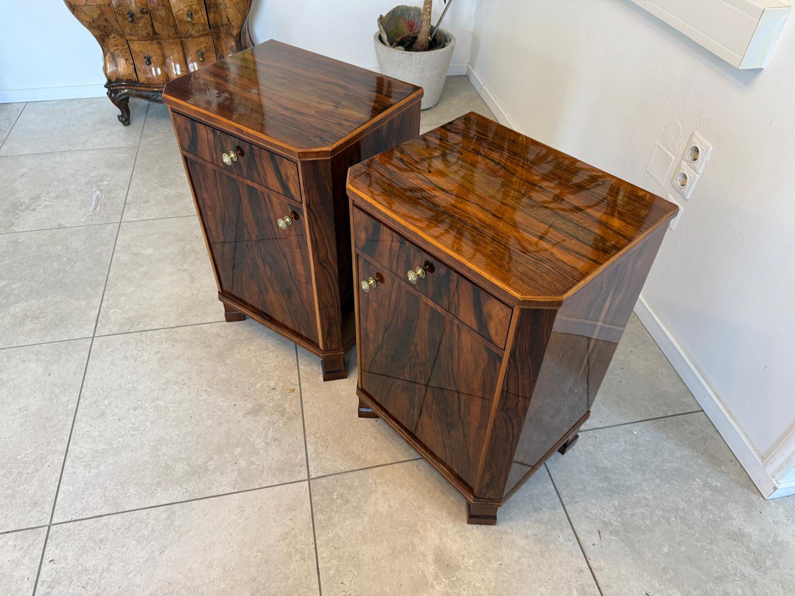 Biedermeier Nachtkasterl Schrankerl 2 Stück Restauriert und Veredelt D1176