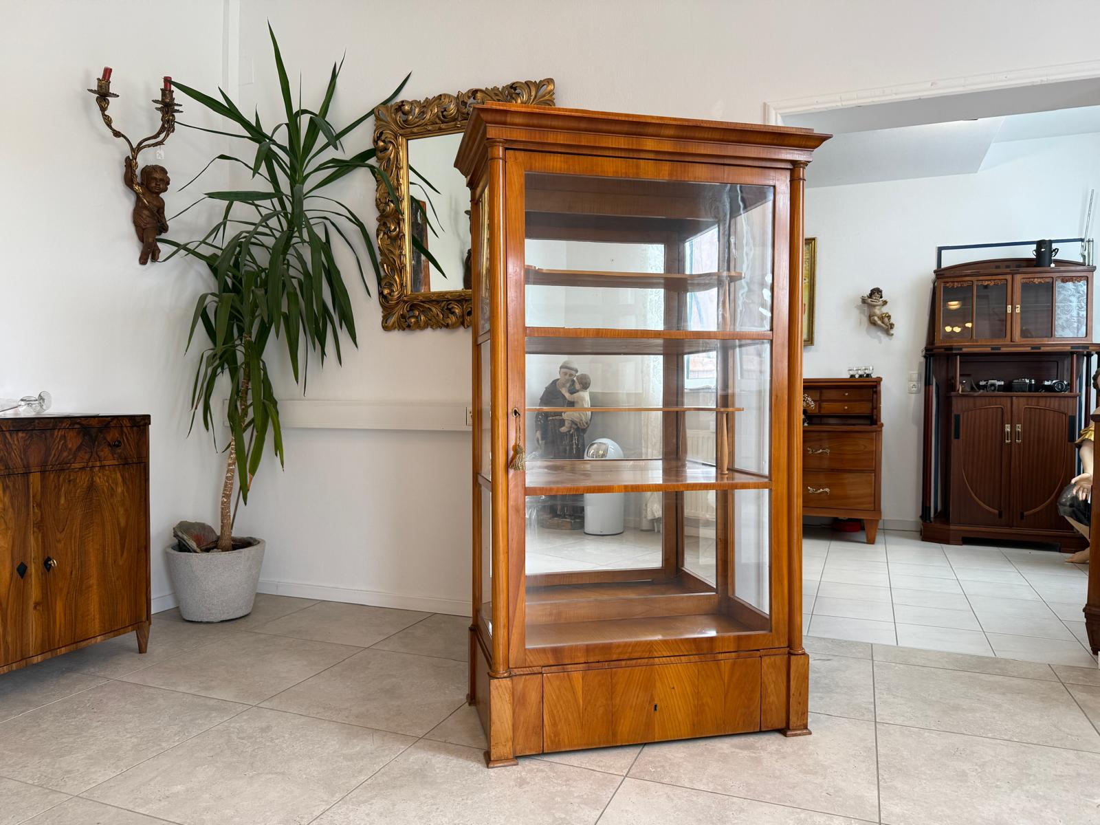 Originale Biedermeier Vitrine Bücherschrank Glasschrank Kirschholz G1885