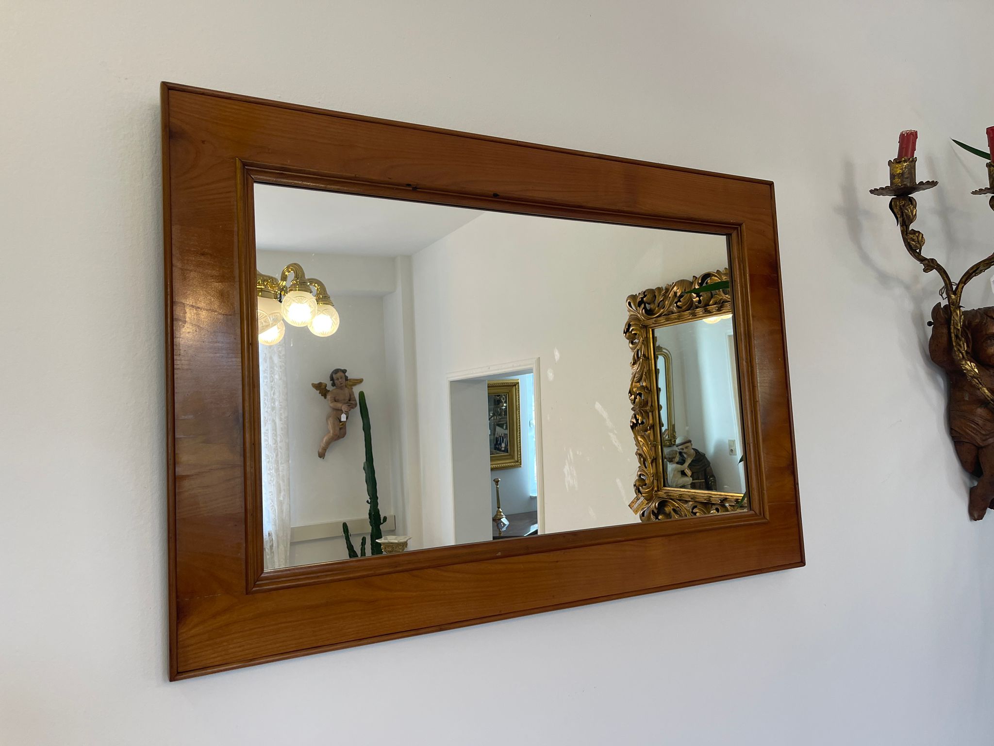 Biedermeier Spiegel Wandspiegel Original Kirschholz Furniert E1012