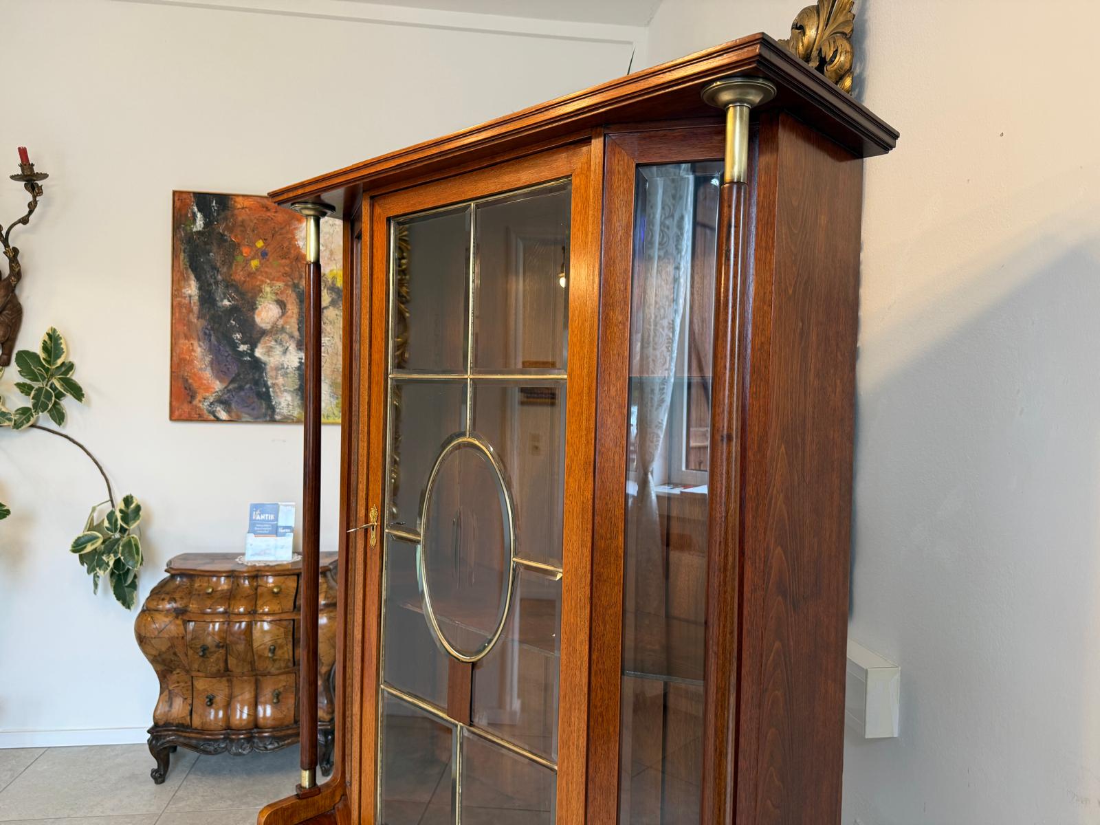 SALE Originale Jugendstil Säulenschrank Bücherschrank Vitrine Antiquität  D1151
