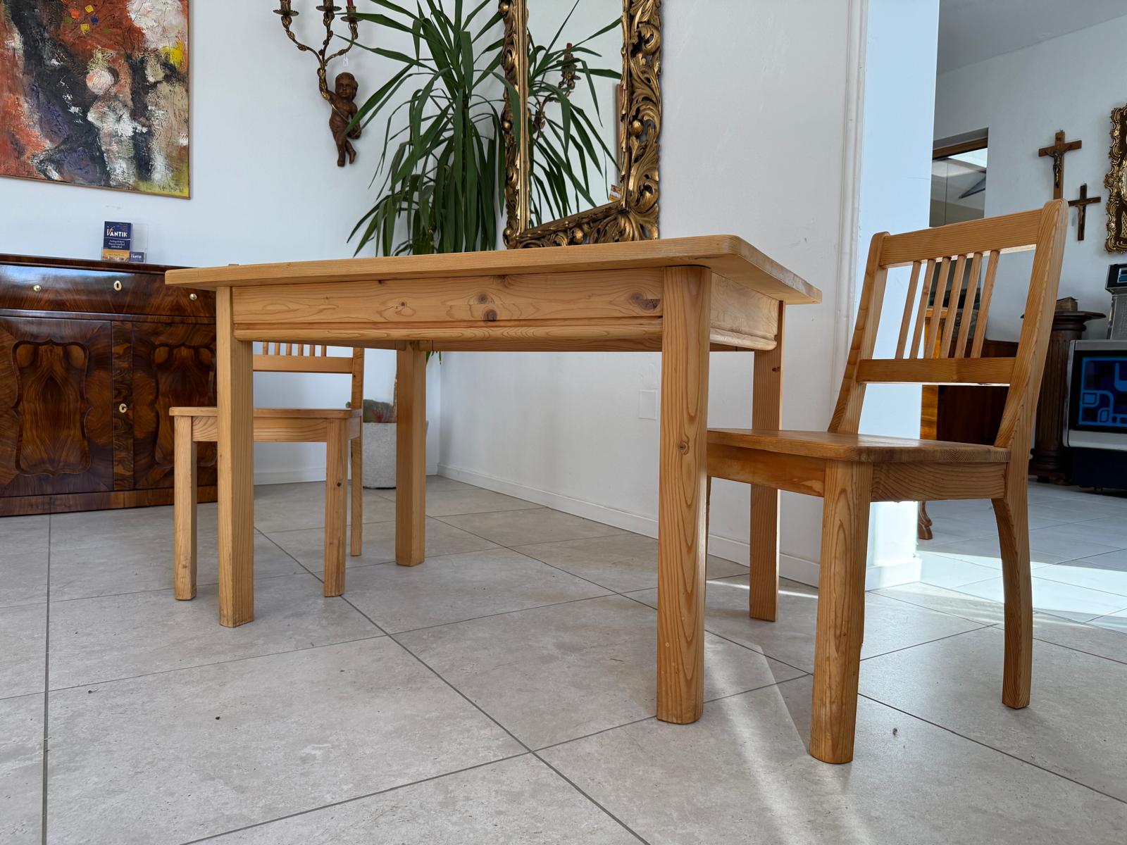 Bauernstube Tisch 2 Sessel Fichtenholz  D2495
