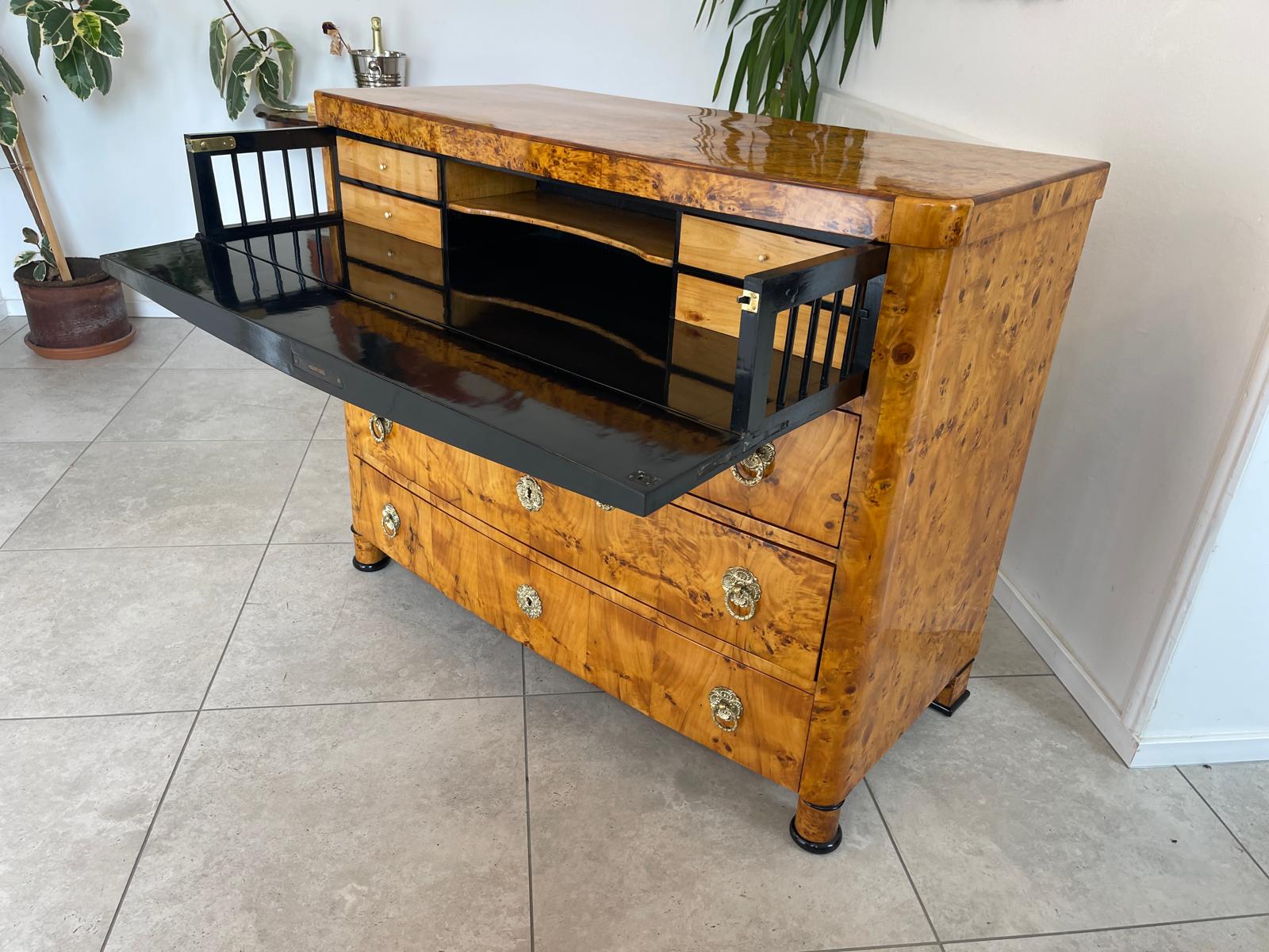 Restaurierte Biedermeier Schreibkommode Sekretär Pappelholz Antiquität G1747
