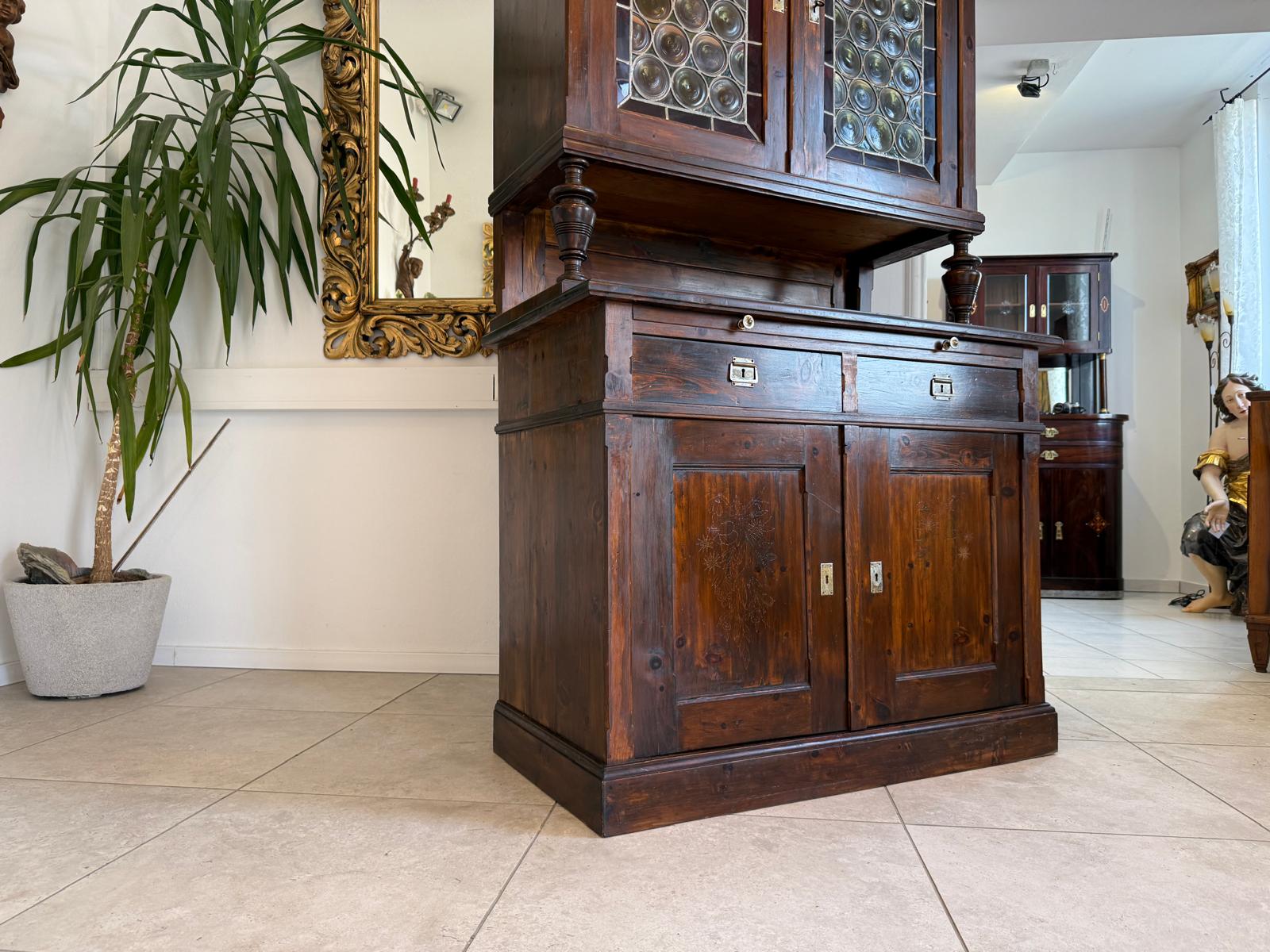 Originale Bäuerlicher Zirbenholz Küchenschrank Küchenkredenz D1257