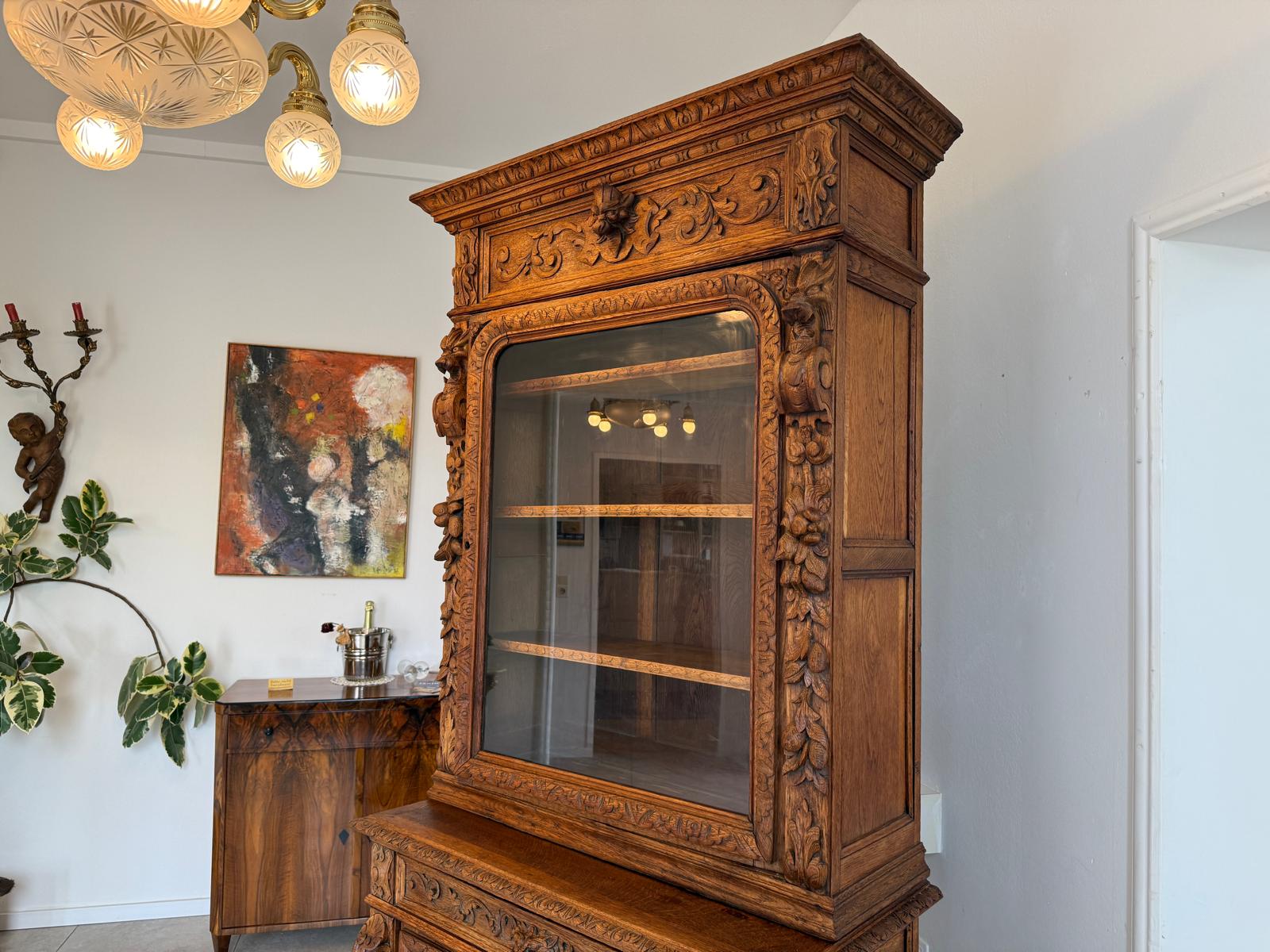 Gründerzeit Aufsatzbuffet Schnitzkunst Antiquität G1908