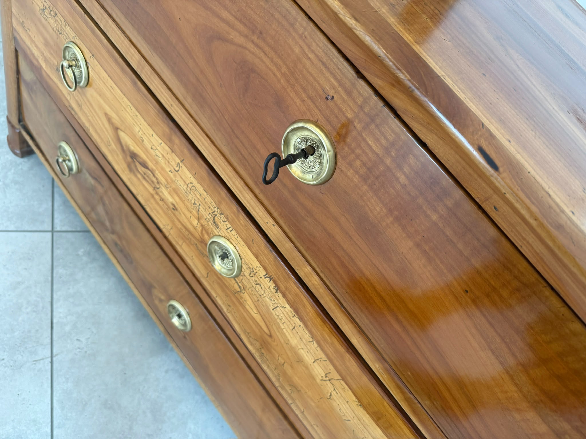 Alt Restaurierte Biedermeier Kommode Kirschholz Antiquität D2787