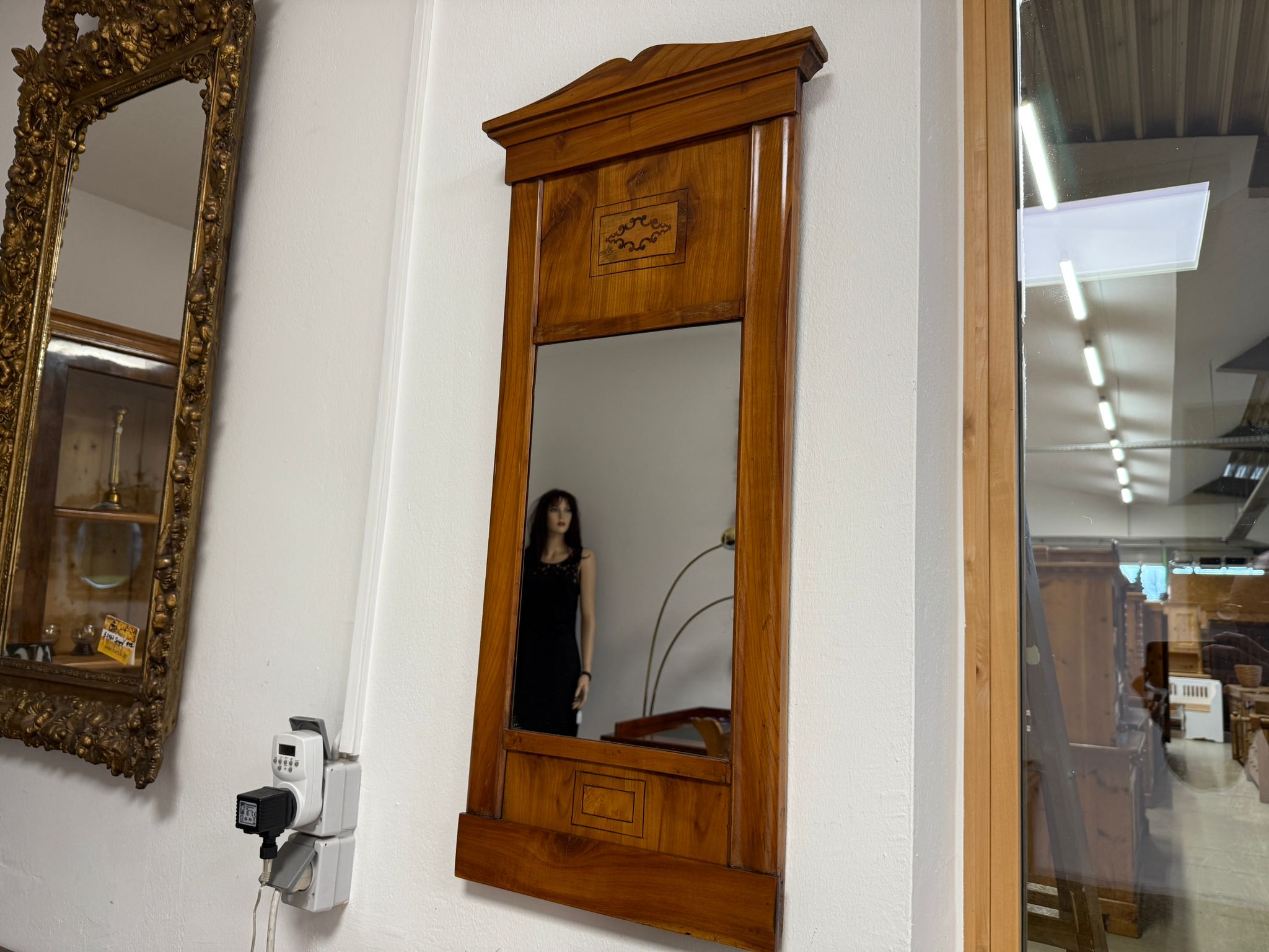 Intarsierter Kirschholz Spiegel Biedermeier Spiegel G2229