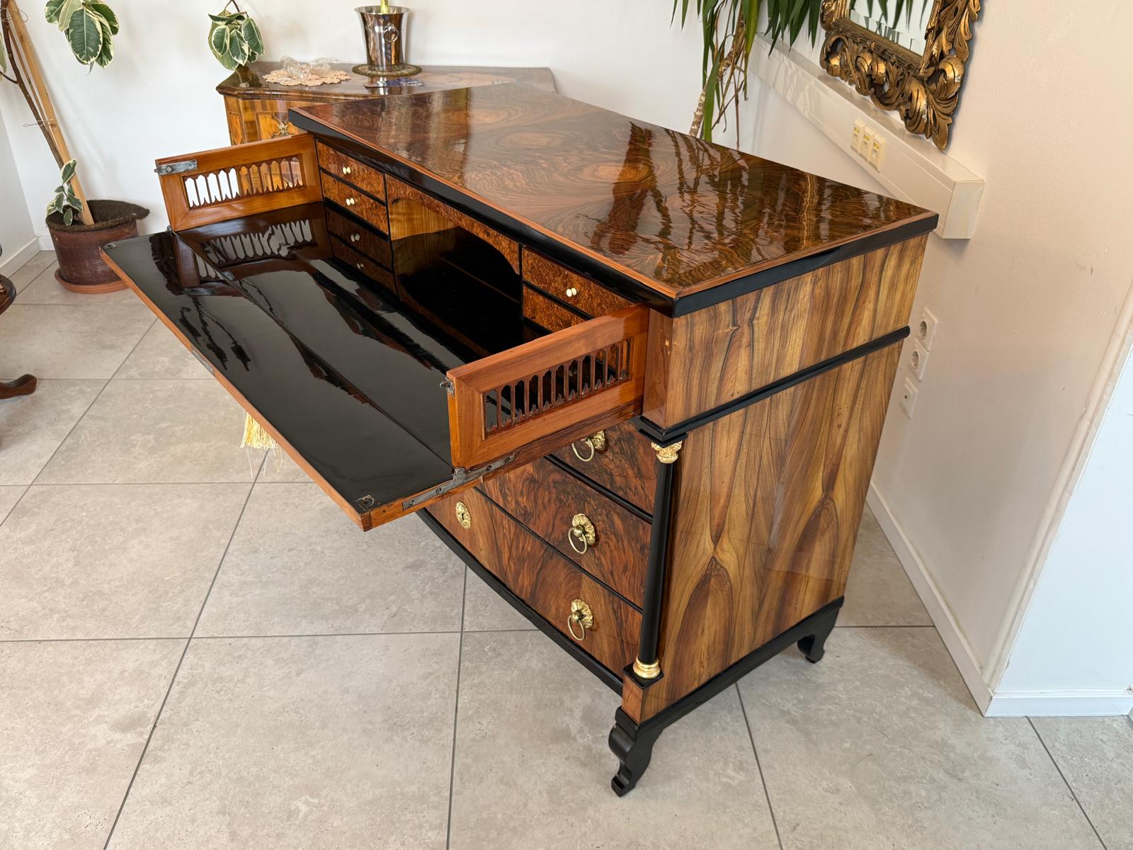 SALE Restaurierte Empire Schreibkommode Nussholz Antiquität Antikmöbel D2680