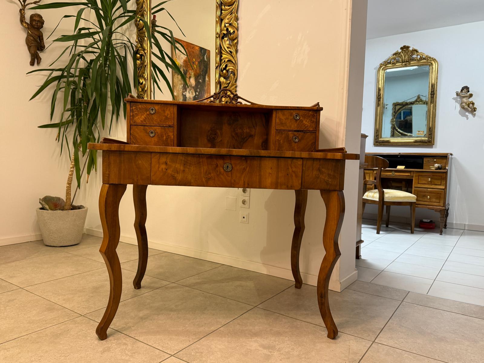 Spätbiedermeier Damen Sekretär Schreibtisch Nussholz G2261