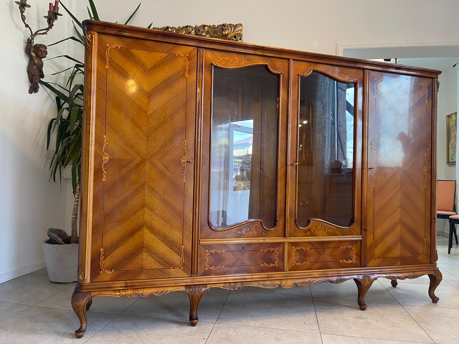 Bücherschrank Barock Barockstil Vitrine Glasschrank Wohnzimmerschrank A5151