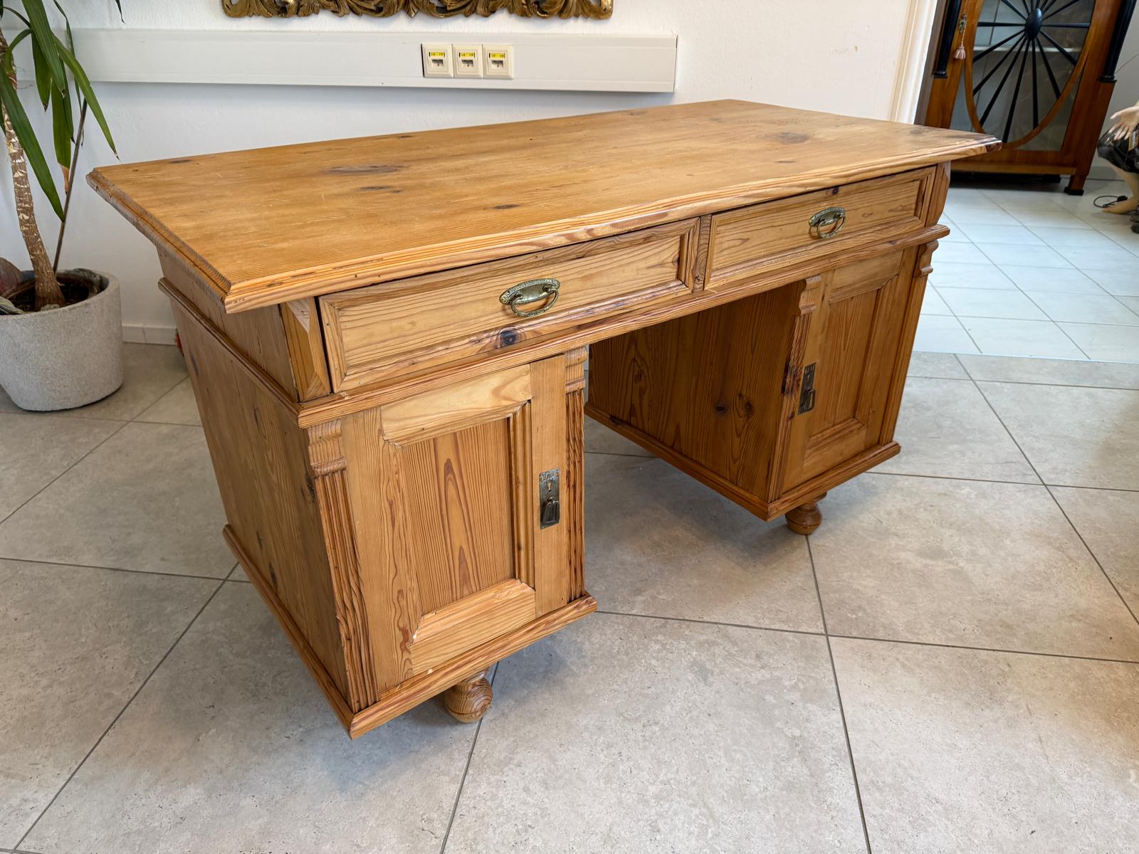 Bäuerlicher Gründerzeit Schreibtisch Sekretär Weichholz G2378