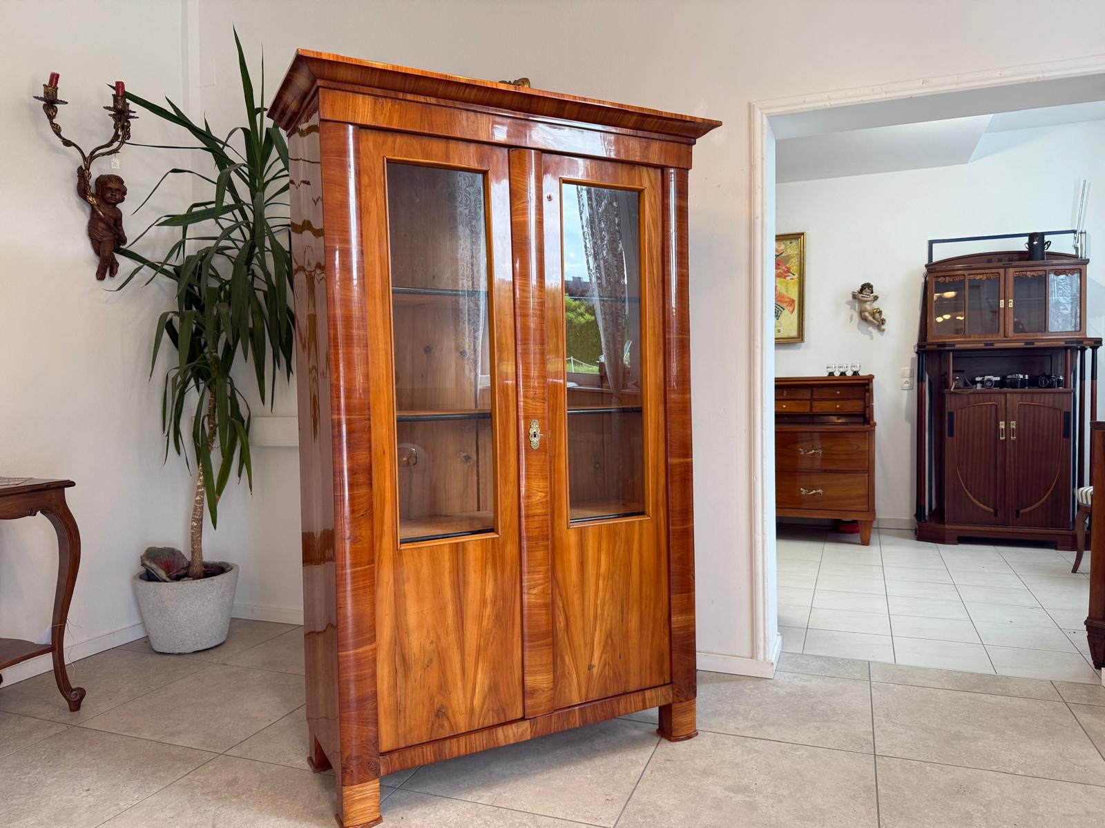 SALE Biedermeier Vitrine Bücherschrank Sammlervitrine Kirschholz Antiquität G1818