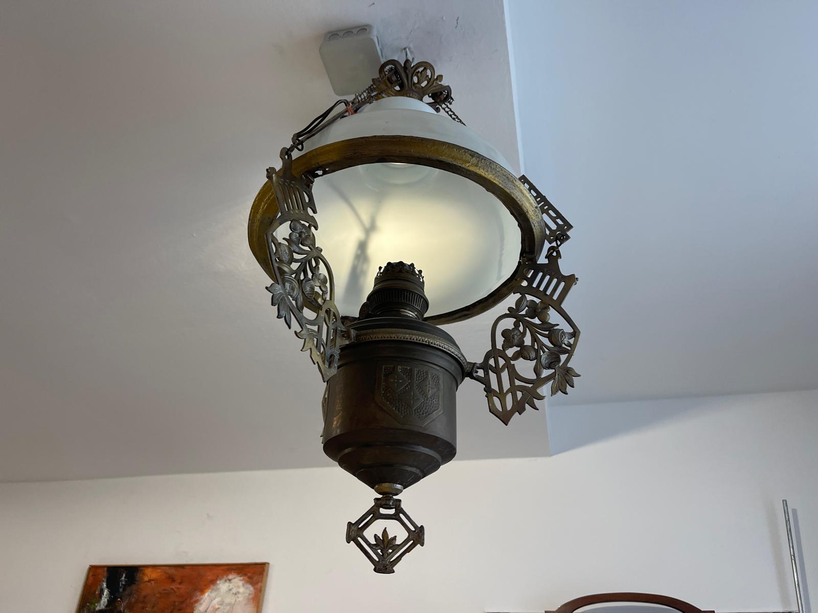 Originale Bauernleuchte Zimmerleuchte Petroleumleuchte Glaslampe G1345