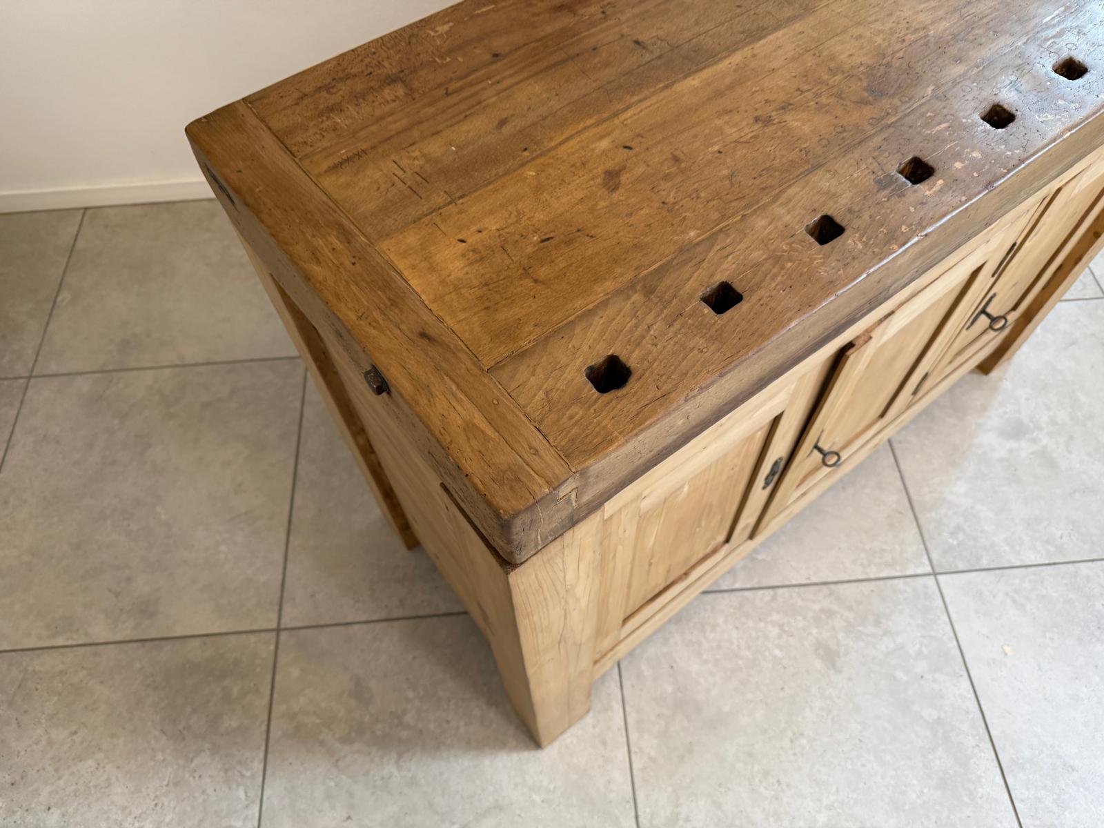 Urige Hobelbank Werkbank Pult Tresen Ladenschrank Antik G2253