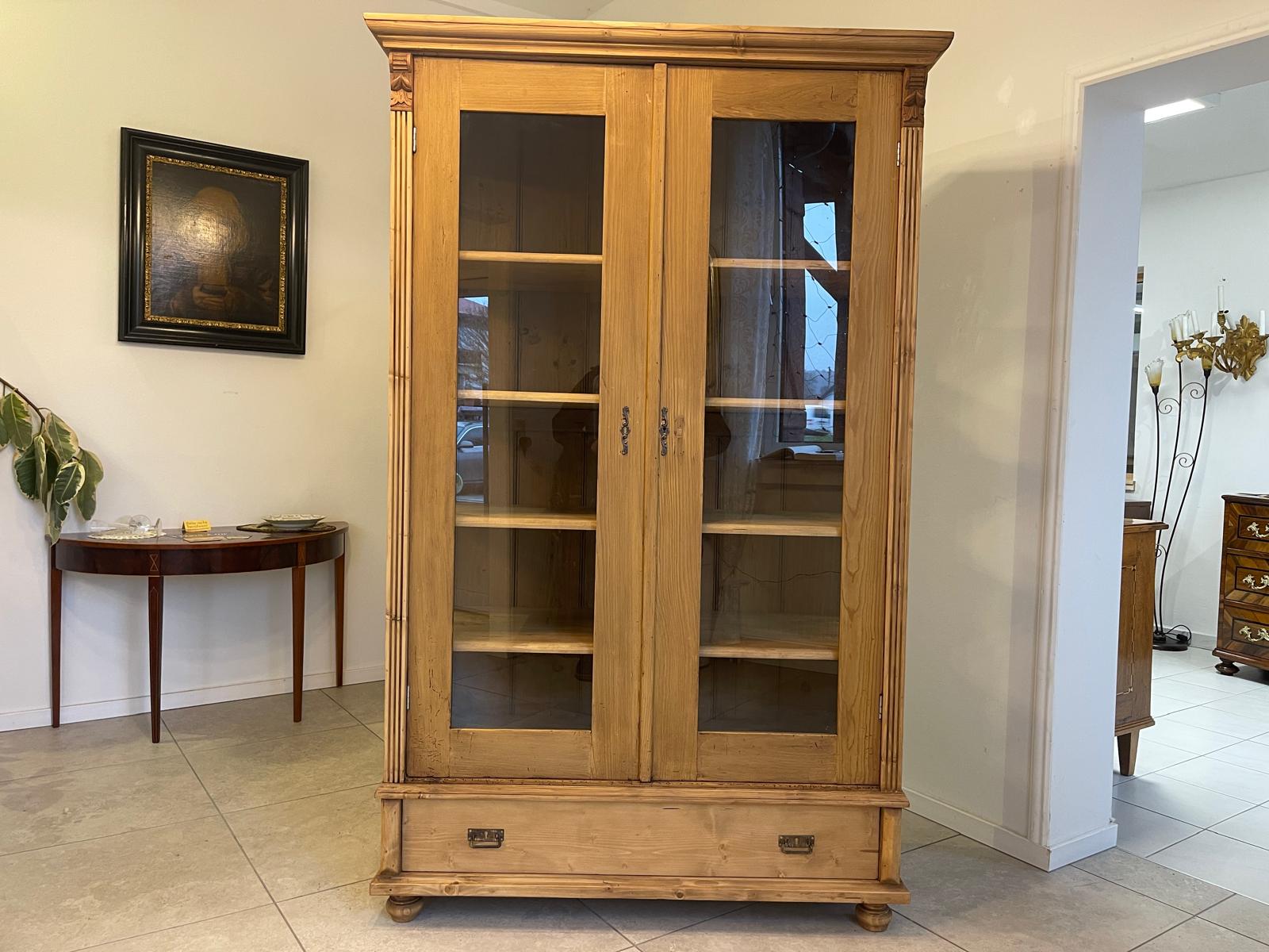 Bäuerliche Vitrine Bauernvitrine Bauernschrank Naturholz Bücherschrank Bauernmöbel A5132