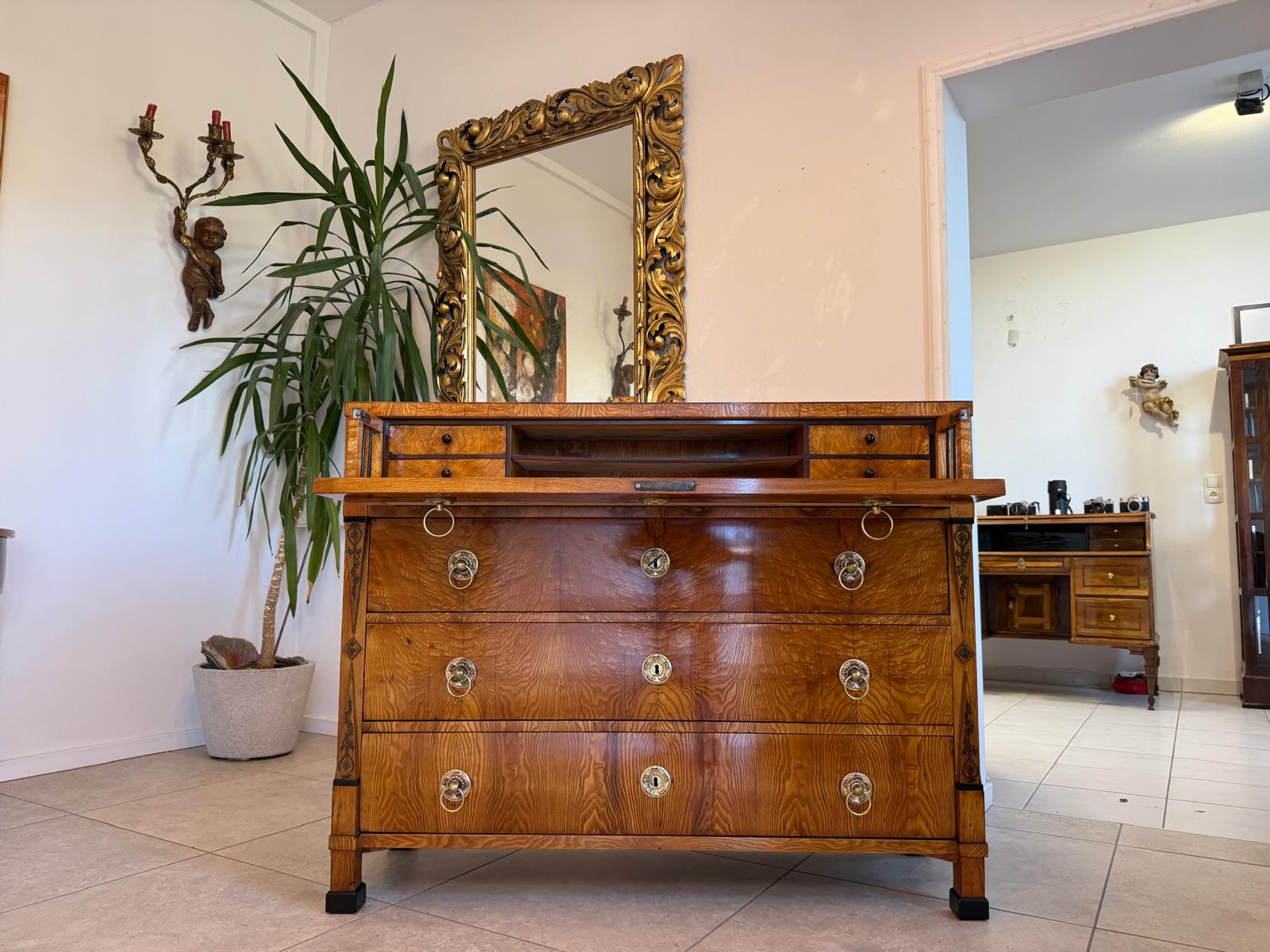 SALE Restaurierte Biedermeier Schreibkommode Eschenholz Antiquität Antikmöbel G2157