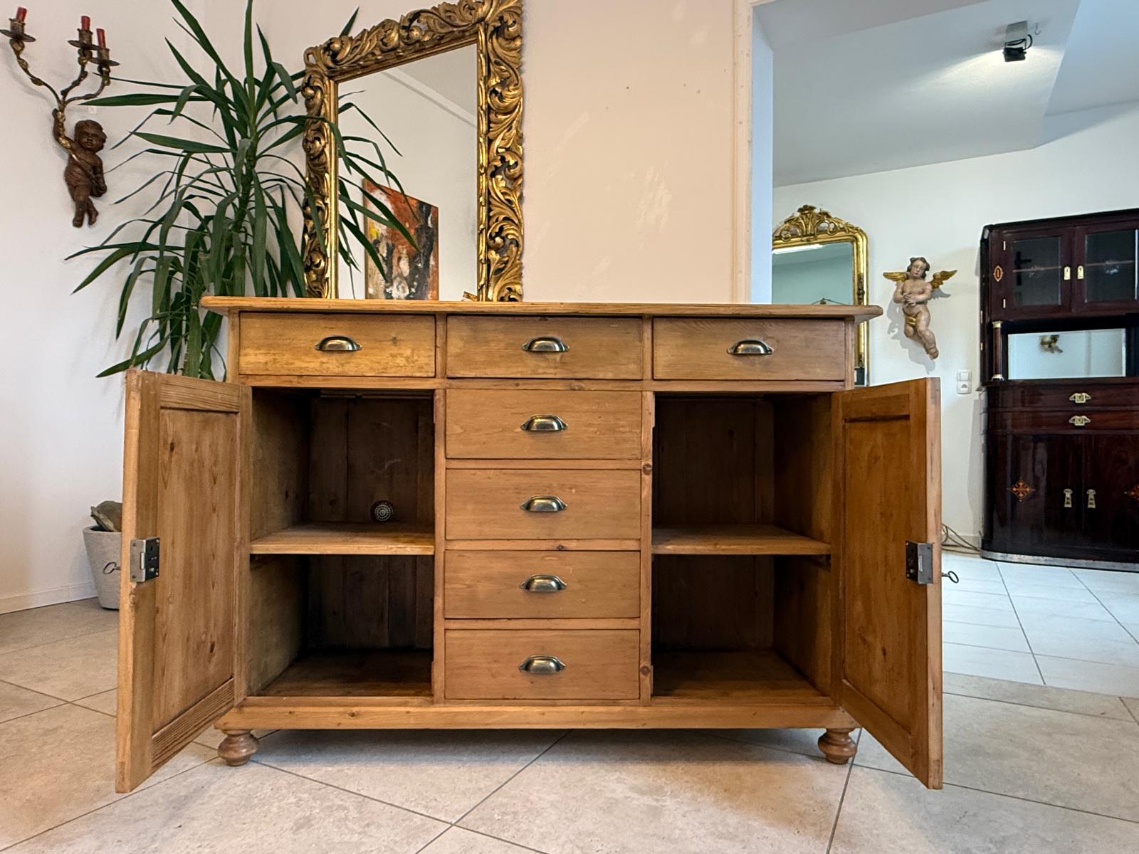 Originale Jugendstil Ladenkommode Ladenschrank Apothekerschrank Weichholz D1115