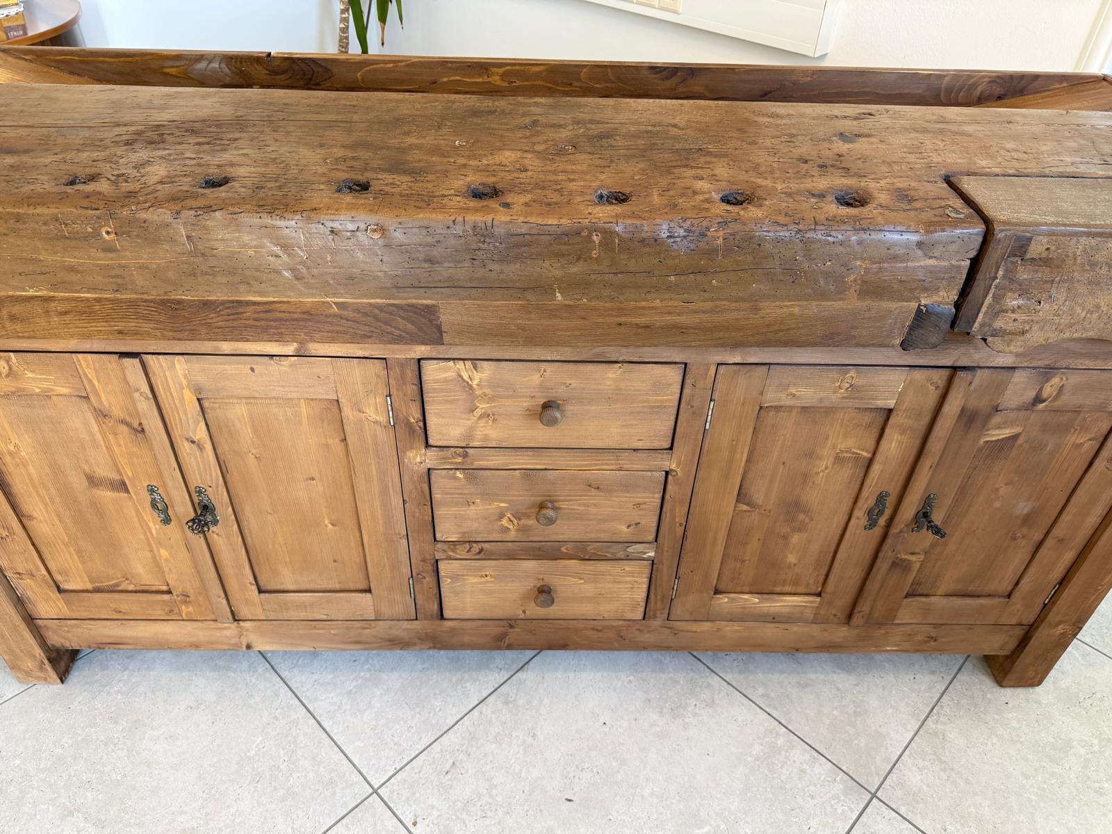 Urige Hobelbank Werkbank Pult Tresen Ladenschrank G2183