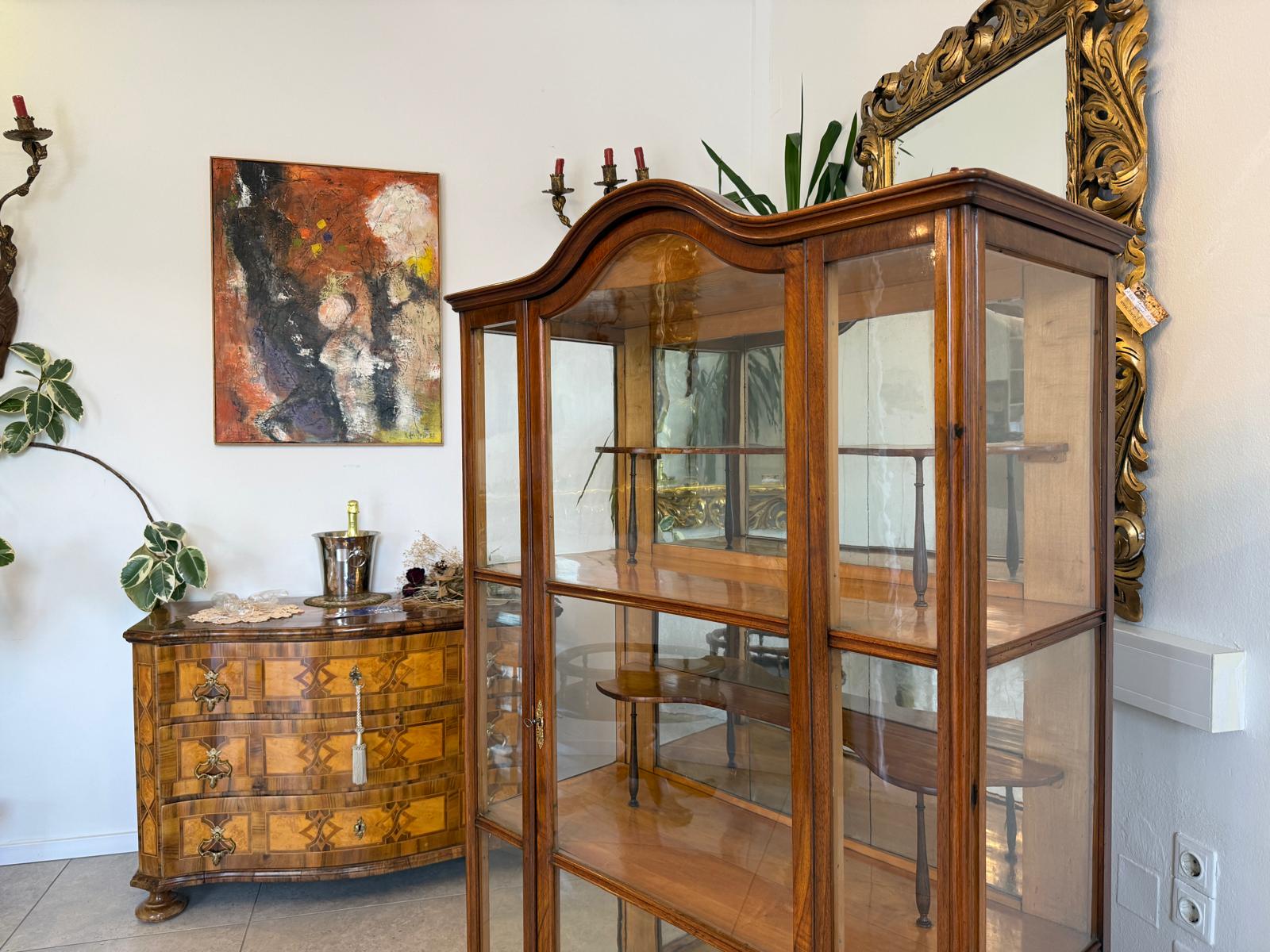 Altrestaurierte Spätbiedermeier Vitrine Bücherschrank Glasschrank Antiquität D2725