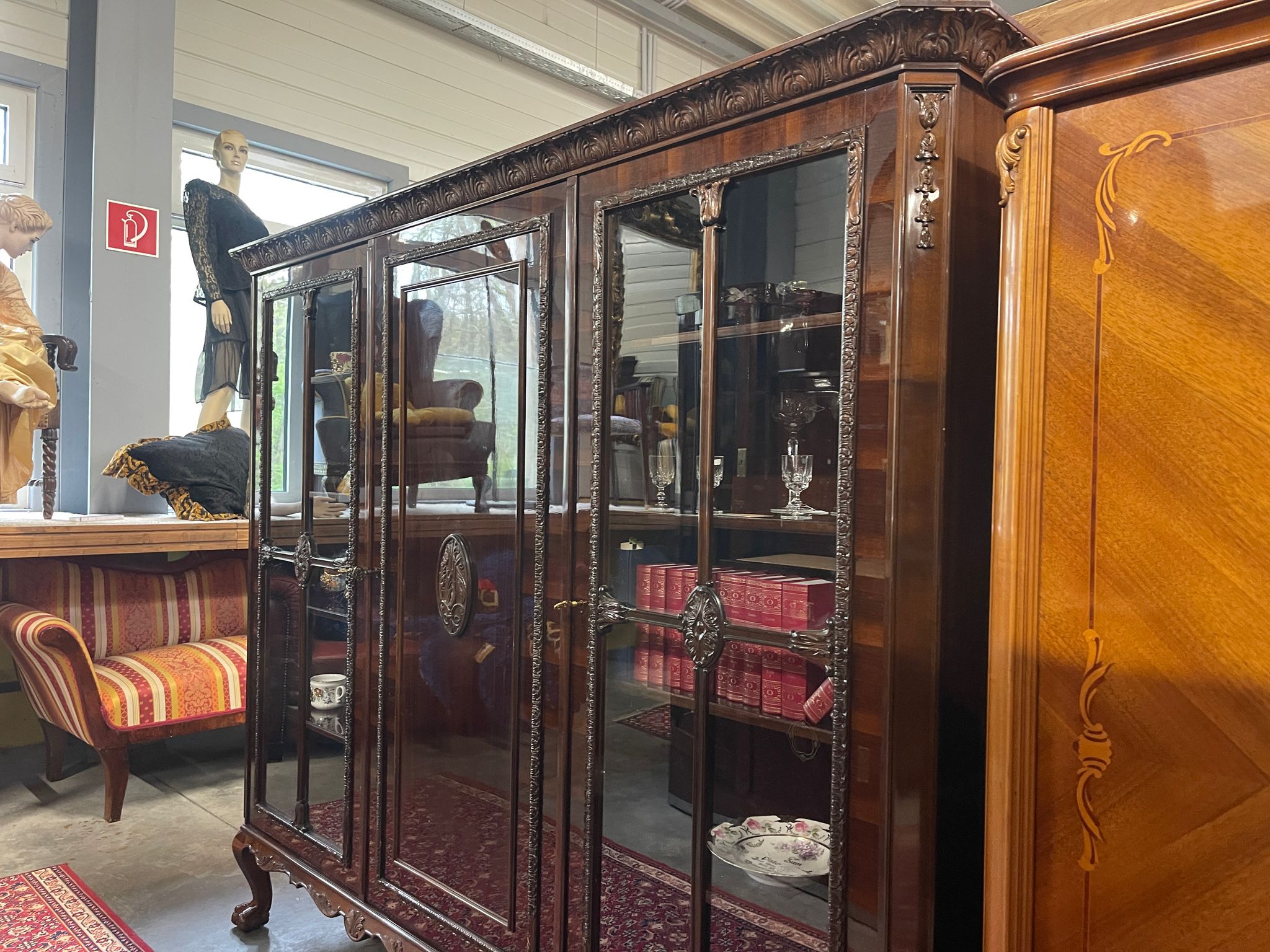 Bücherschrank Barock Barockstil Vitrine Glasschrank Wohnzimmerschrank A5150