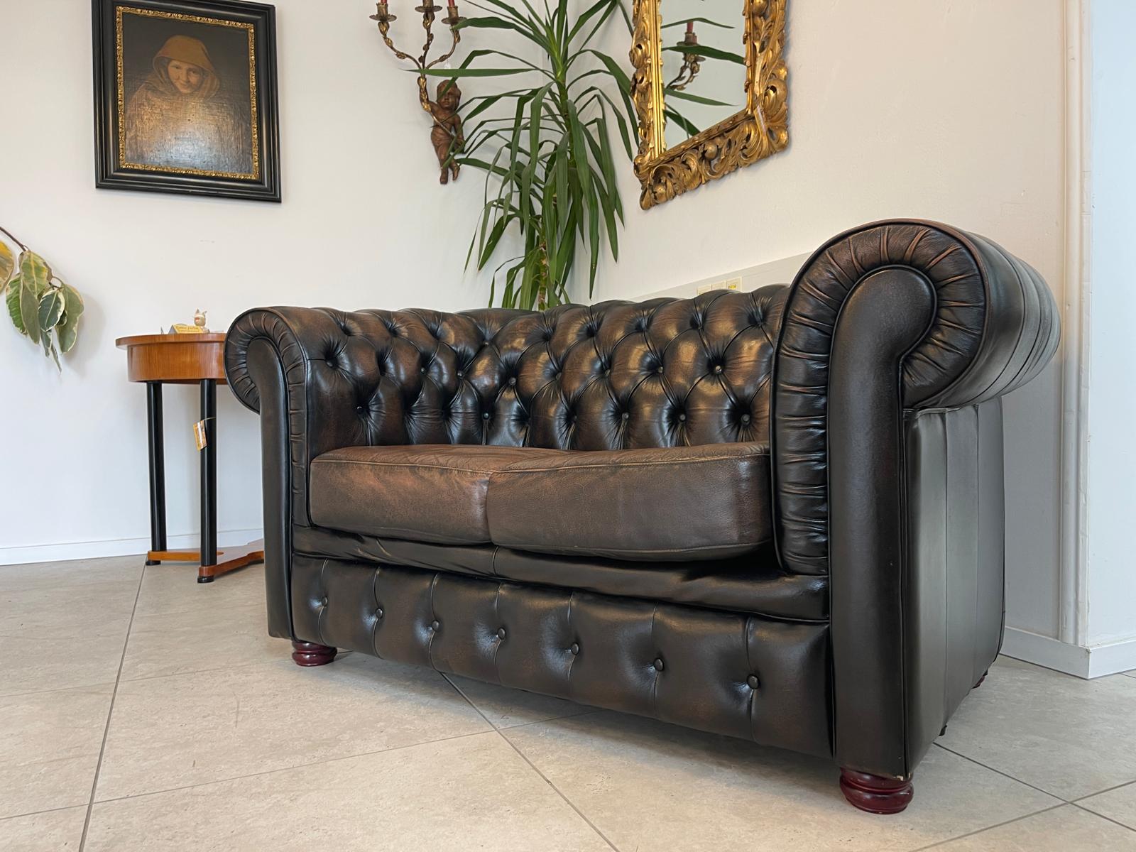 Chesterfield 2er Clubsofa Diwan Couch Zigarrenbraun G1333