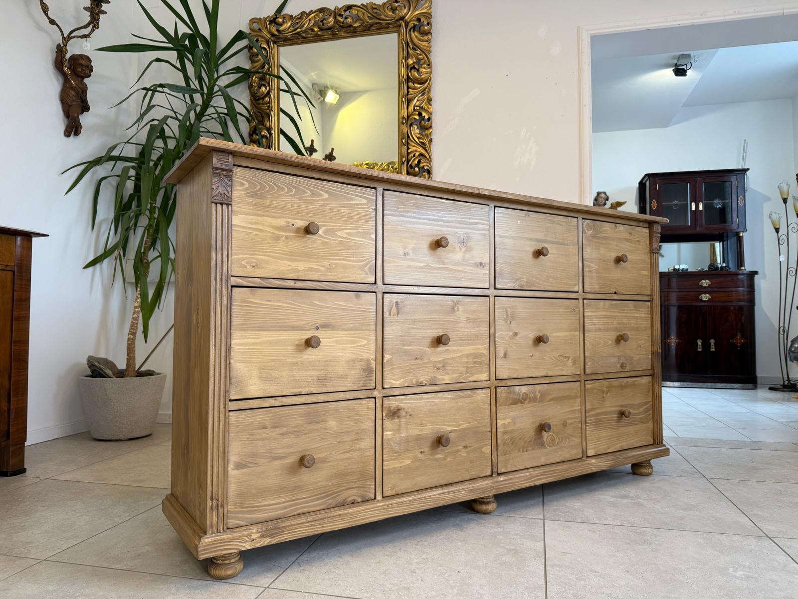 SALE Bäuerliche 12 Laden Kommode Anrichte Sideboard Weichholz D2312