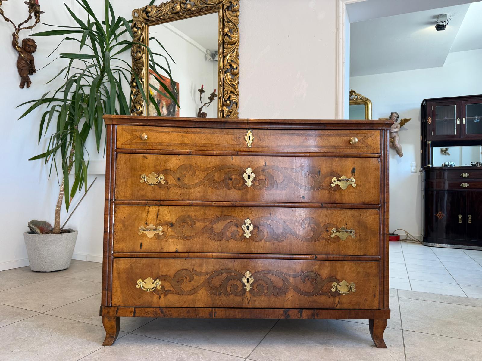 Biedermeier Kommode 3 Ladenkommode Nussholz Authentische Antiquität D1211