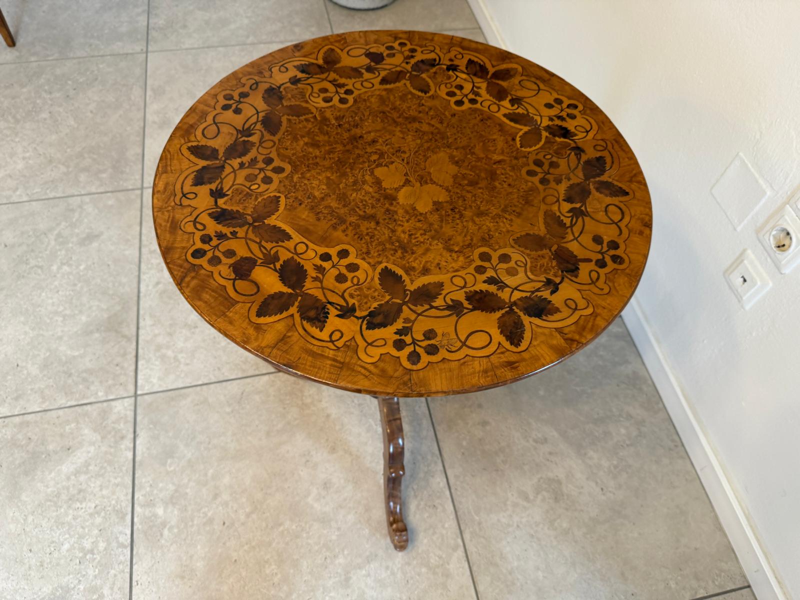 Originales Biedermeier Tischerl Beistelltischerl Intarsien Blumentisch G2218